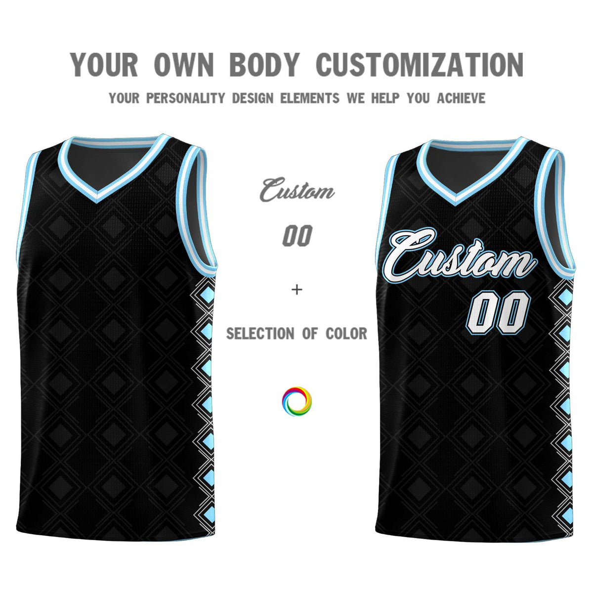 Custom Black Side Blocks Sports Uniform Basketball Jersey
