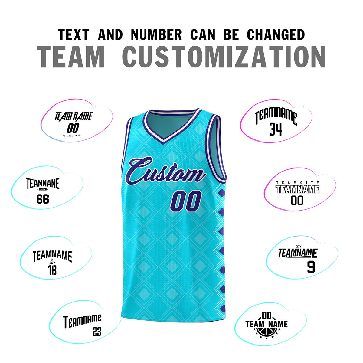 Custom Sky Blue Side Blocks Sports Uniform Basketball Jersey