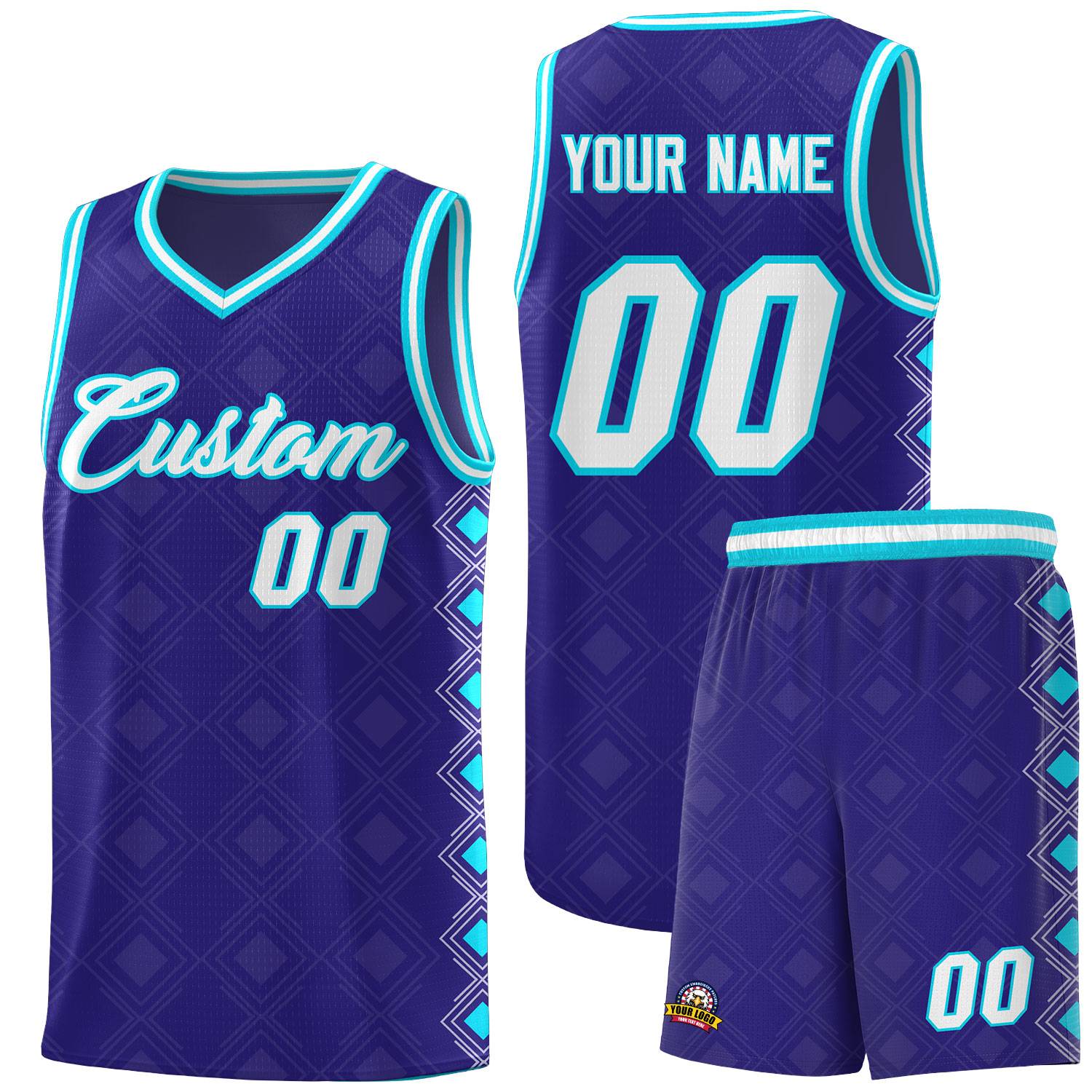 Custom Royal Side Blocks Sports Uniform Basketball Jersey