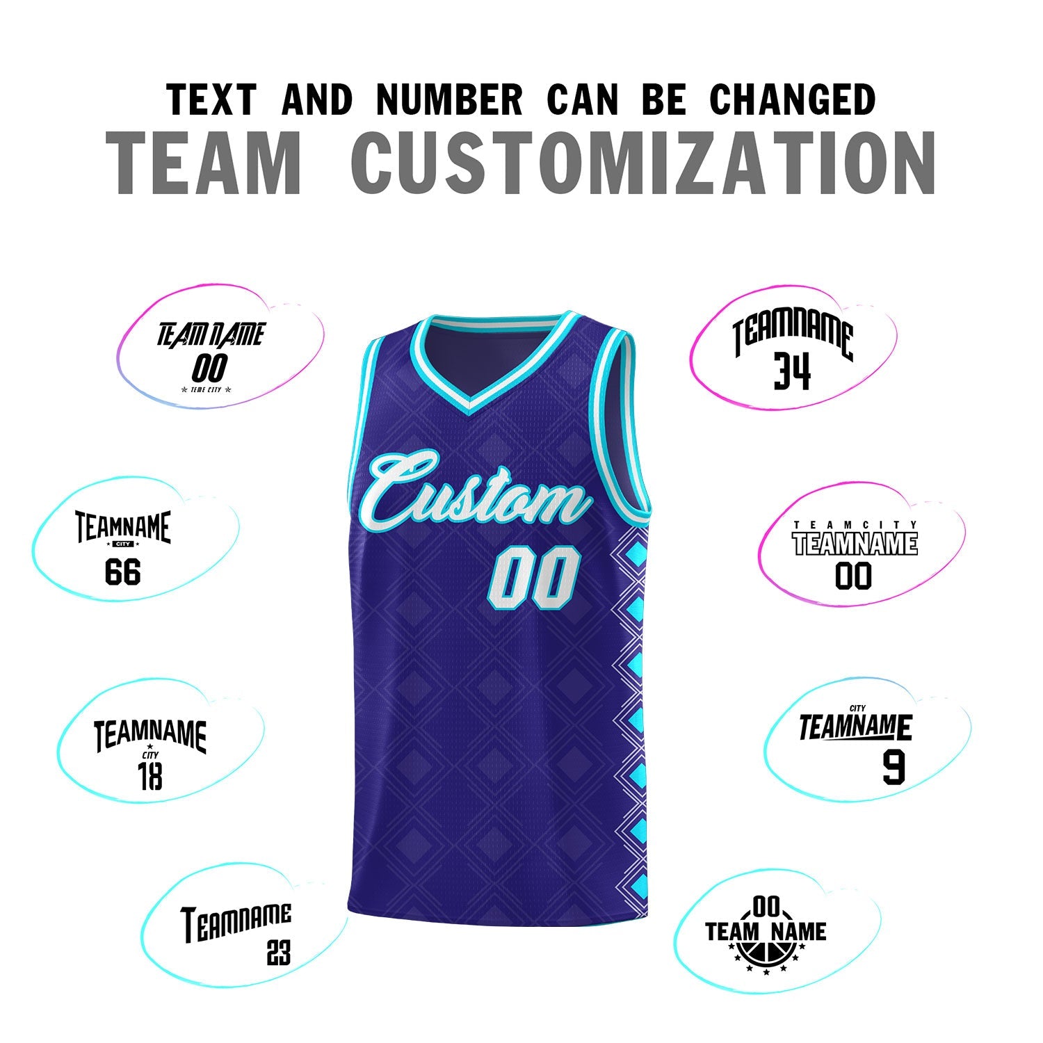 Custom Royal Side Blocks Sports Uniform Basketball Jersey