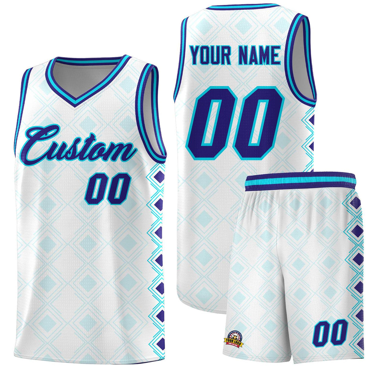 Custom White Side Blocks Sports Uniform Basketball Jersey