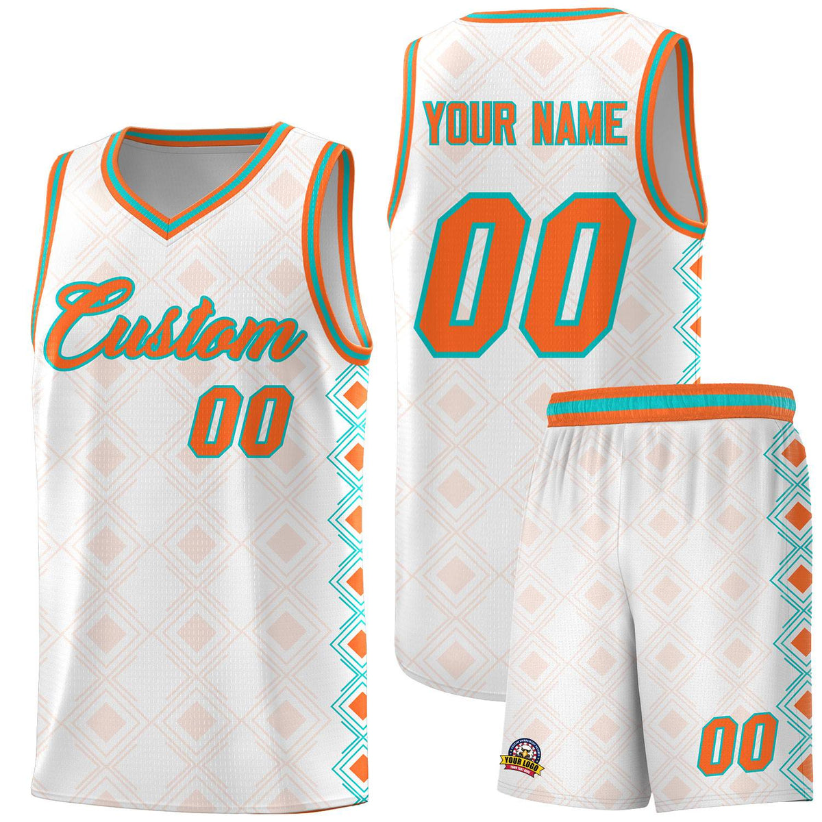 Custom White Side Blocks Sports Uniform Basketball Jersey