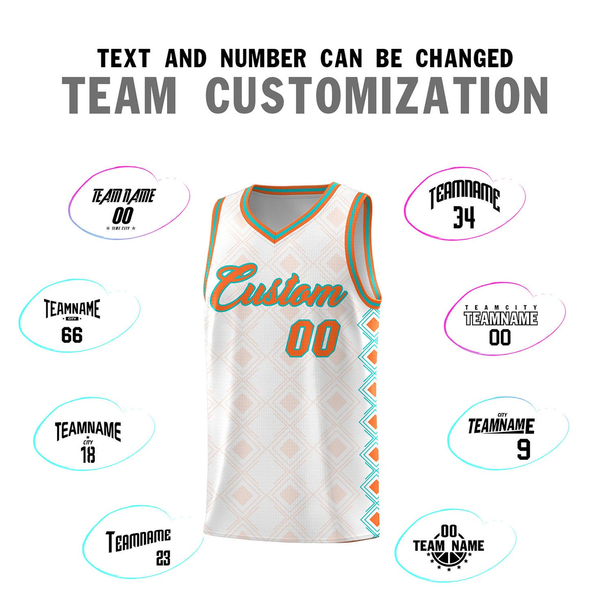 Custom White Side Blocks Sports Uniform Basketball Jersey