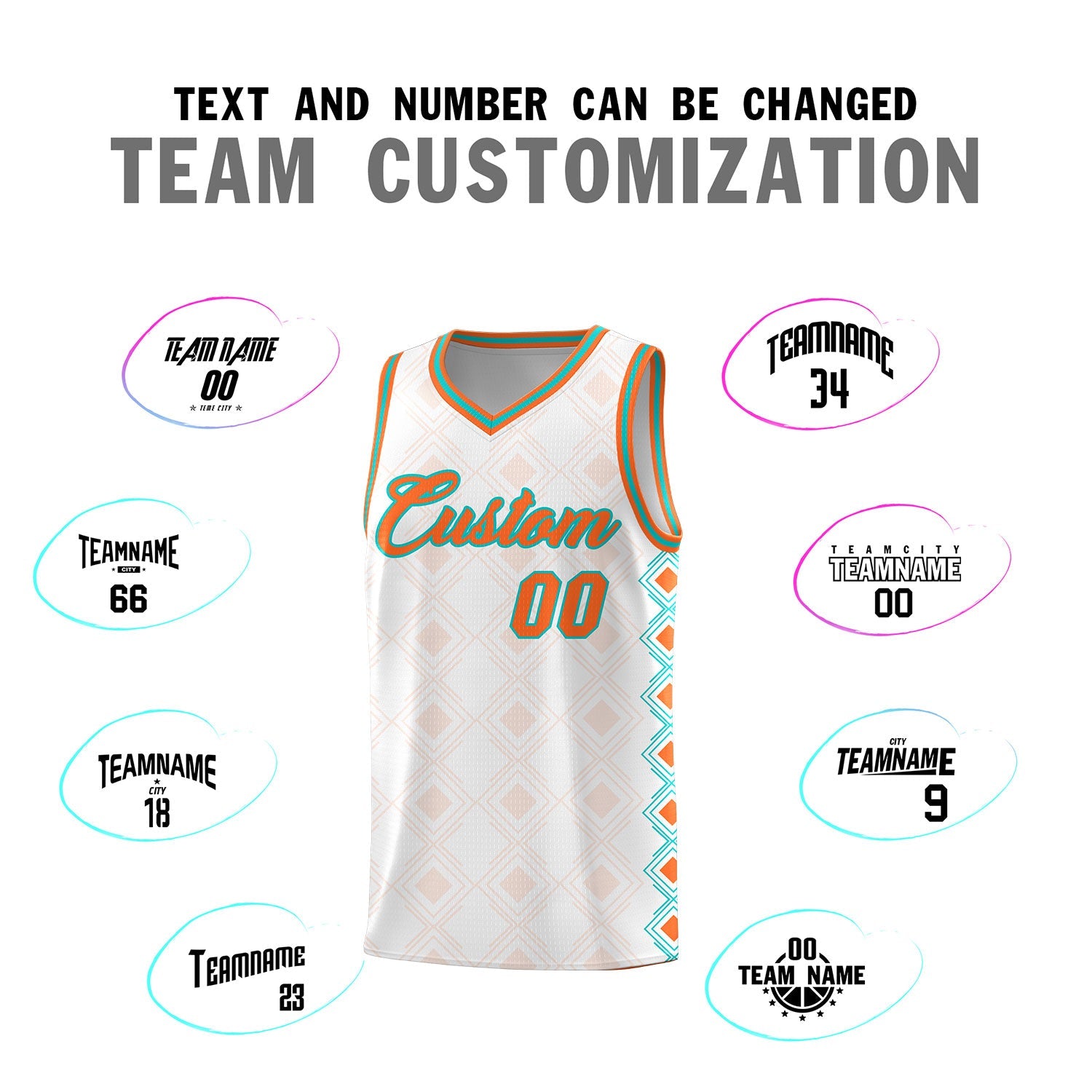 Custom White Side Blocks Sports Uniform Basketball Jersey