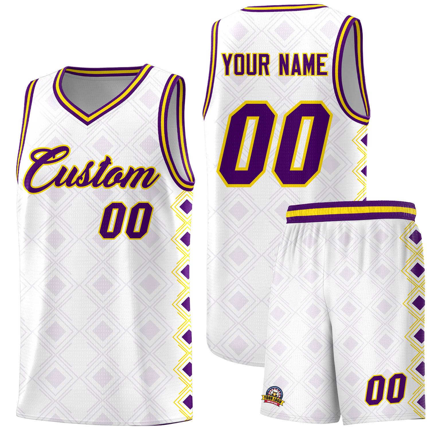 Custom White Side Blocks Sports Uniform Basketball Jersey