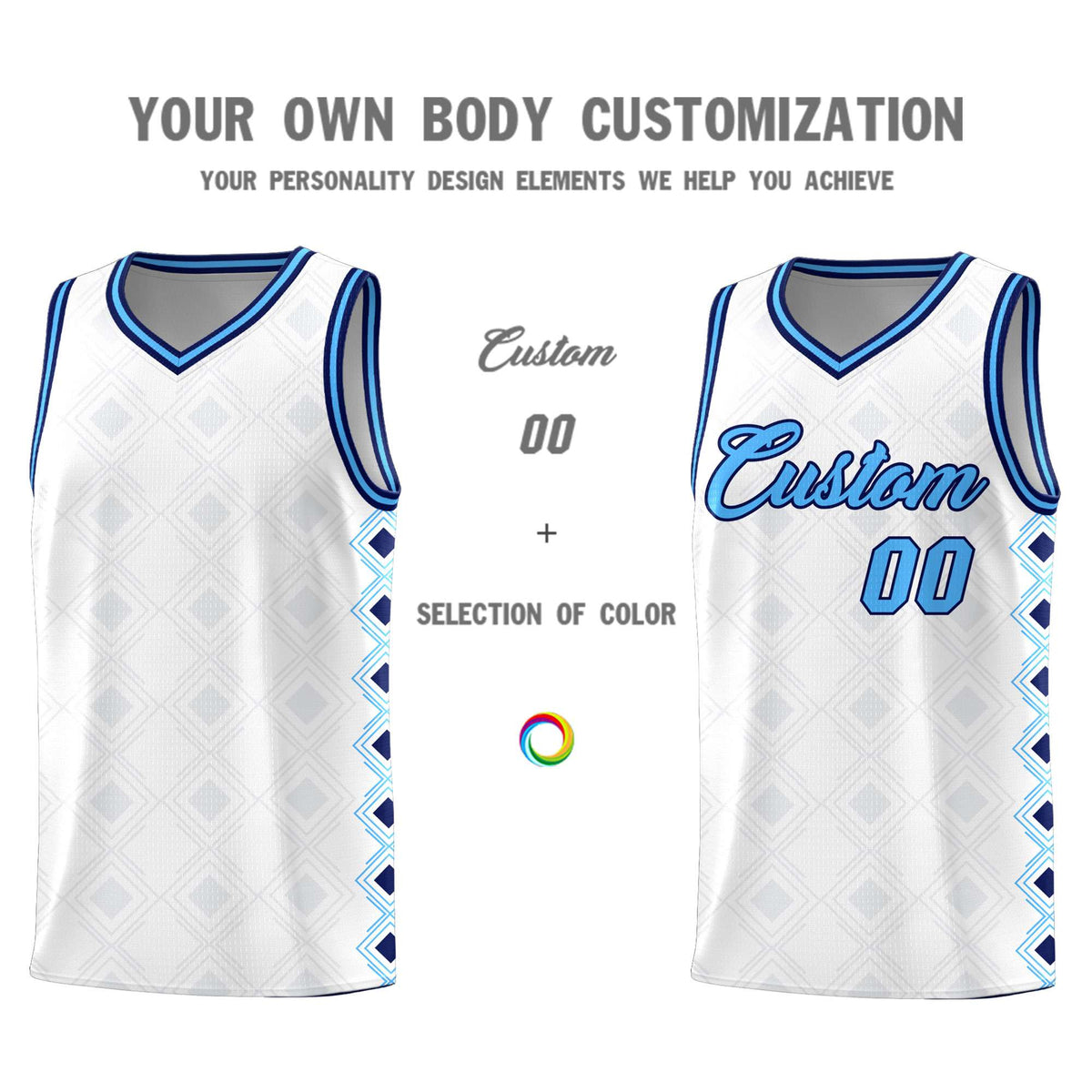 Custom White Side Blocks Sports Uniform Basketball Jersey