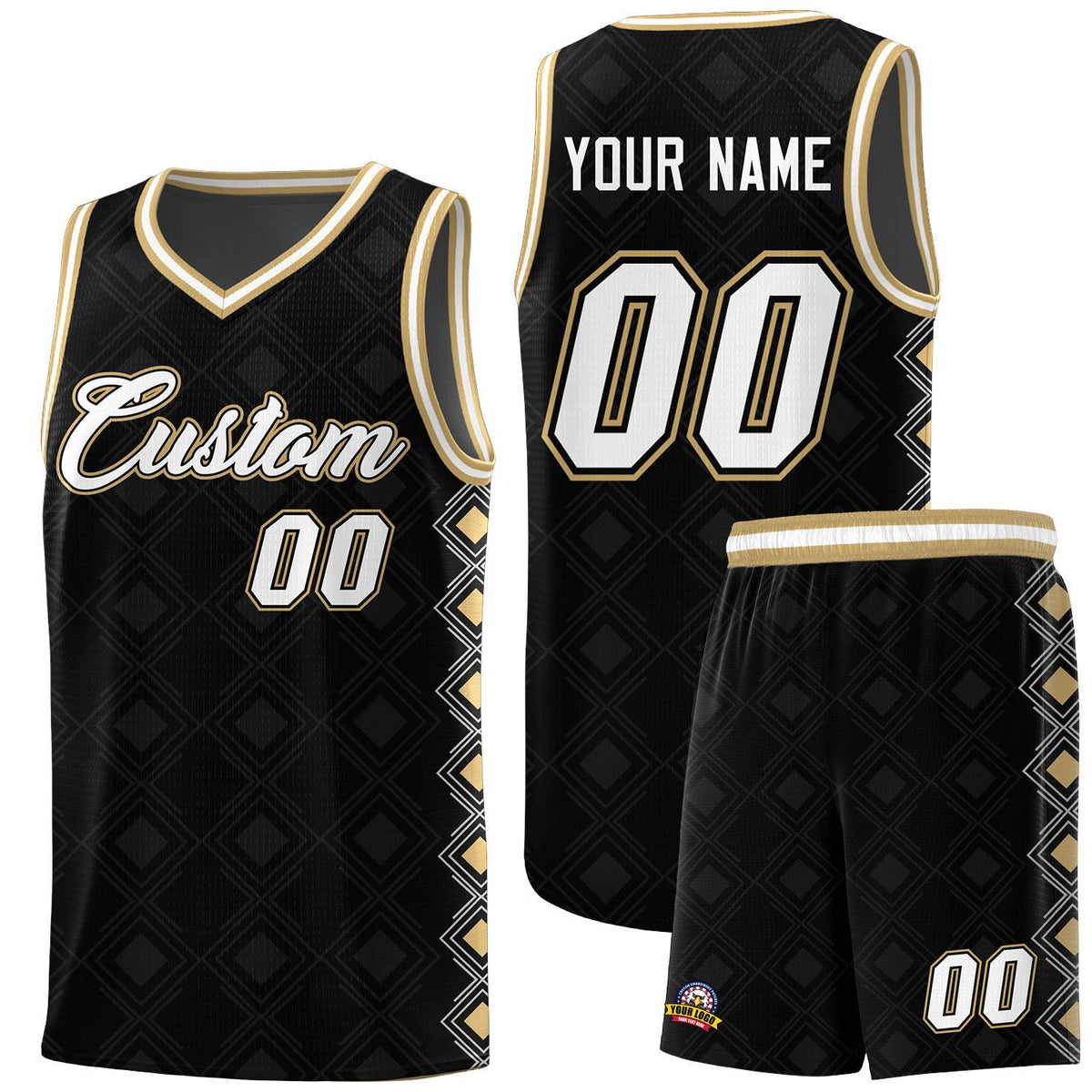 Custom Black Side Blocks Sports Uniform Basketball Jersey