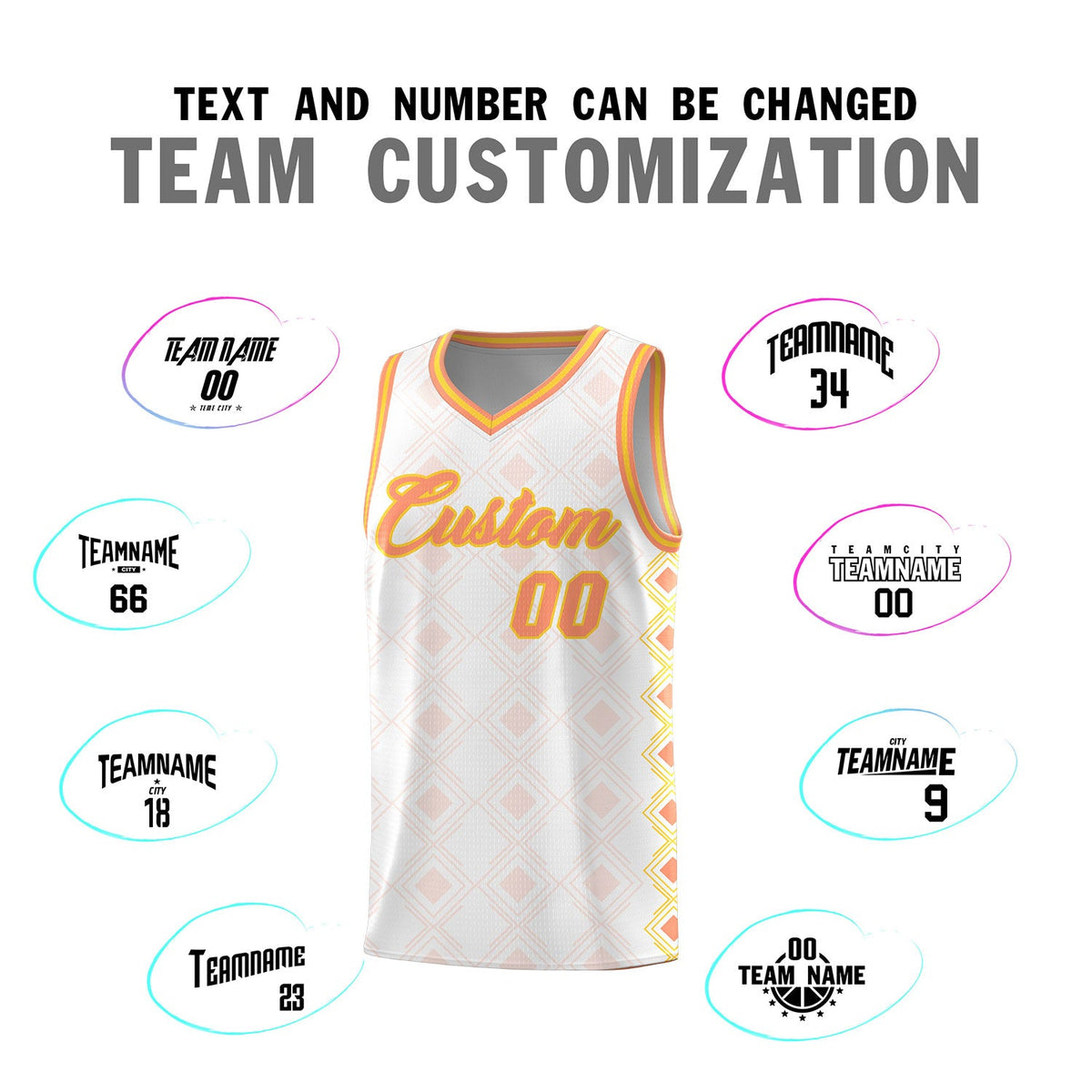 Custom White Side Blocks Sports Uniform Basketball Jersey