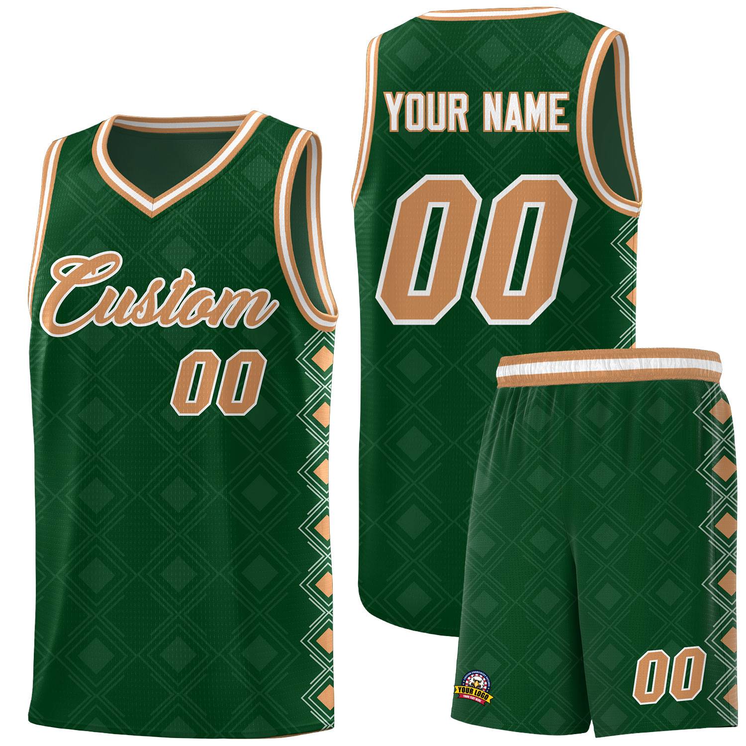 Custom Kelly Green Side Blocks Sports Uniform Basketball Jersey