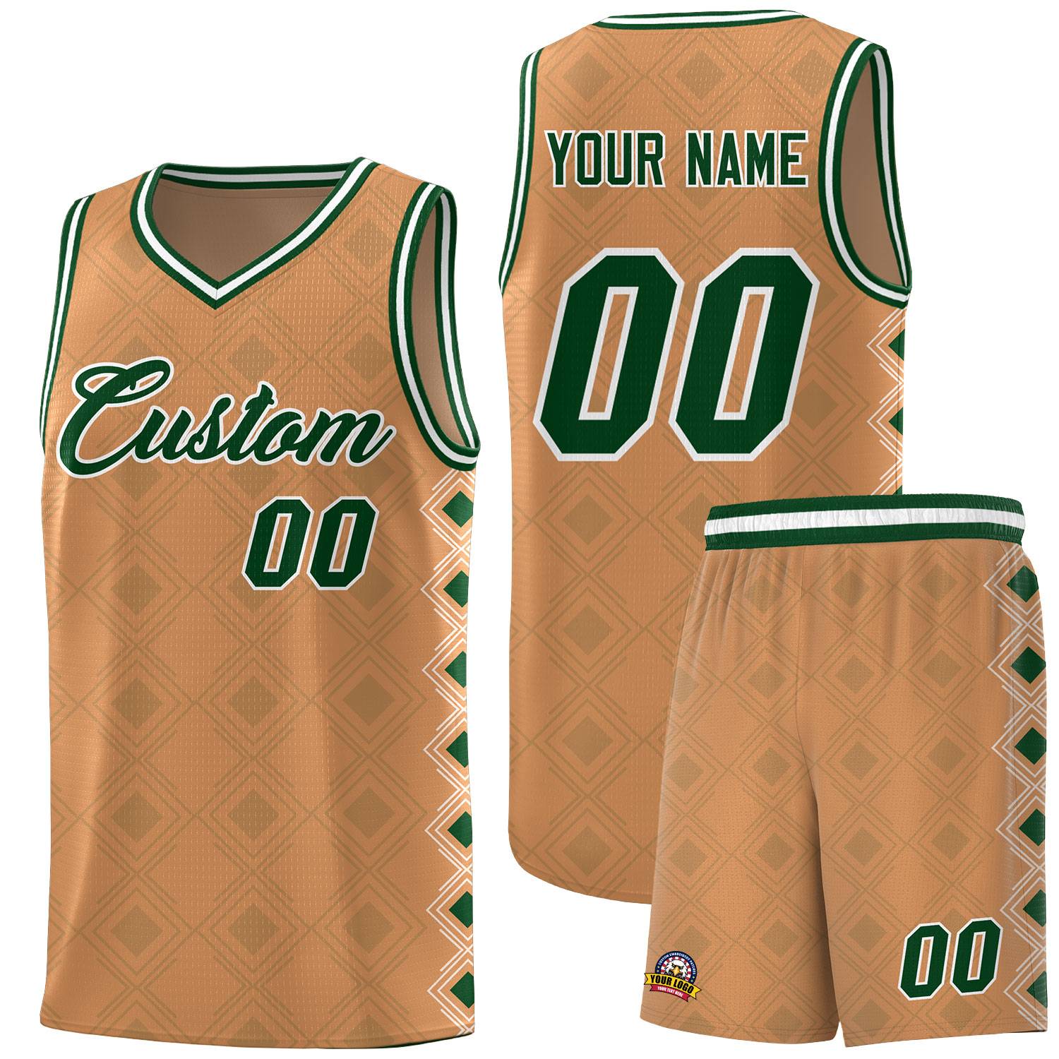 Custom Light Brown Side Blocks Sports Uniform Basketball Jersey