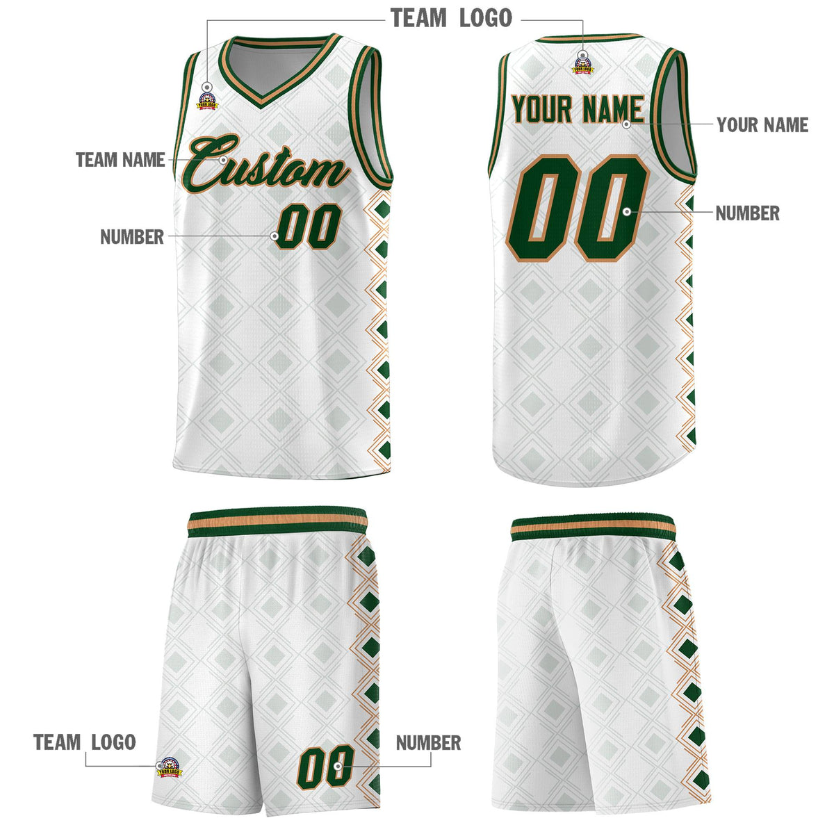 Custom White Side Blocks Sports Uniform Basketball Jersey