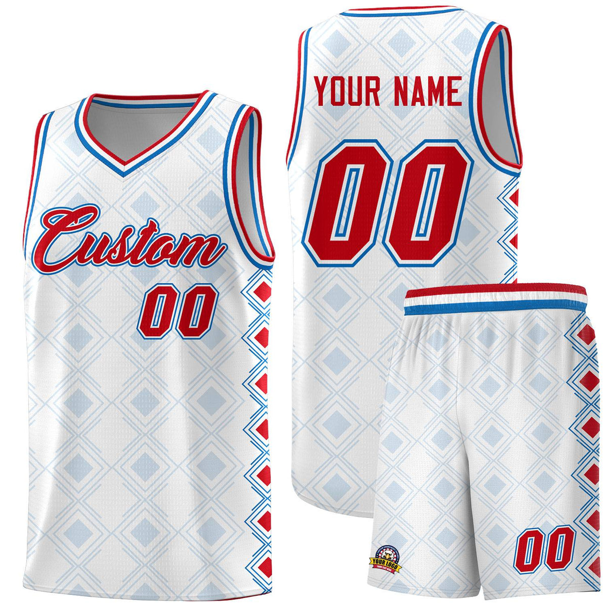Custom White Side Blocks Sports Uniform Basketball Jersey