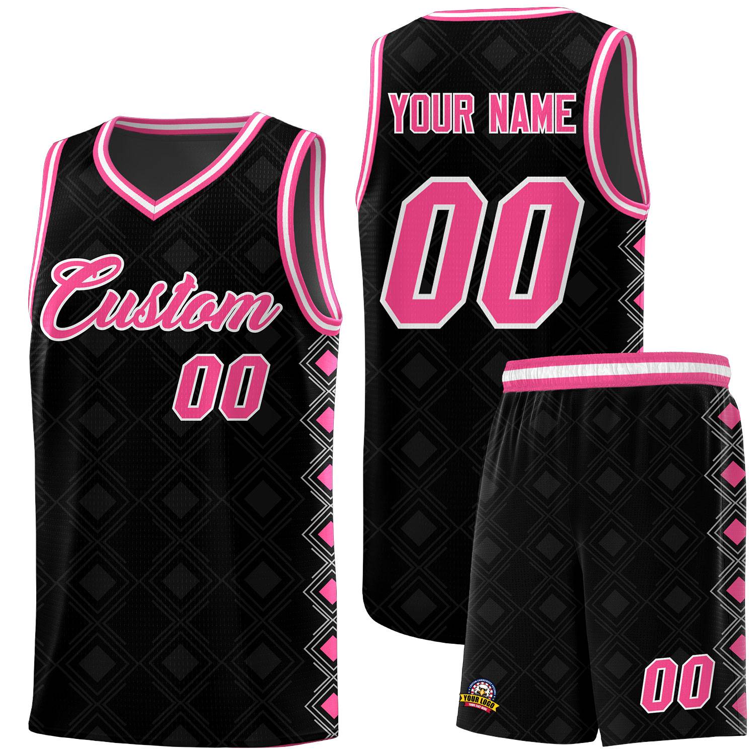 Custom Black Side Blocks Sports Uniform Basketball Jersey