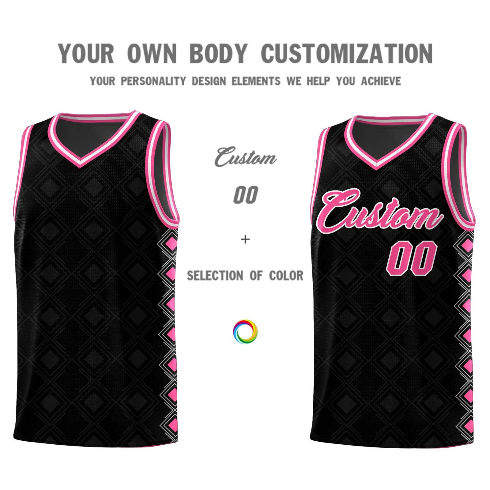 Custom Black Side Blocks Sports Uniform Basketball Jersey