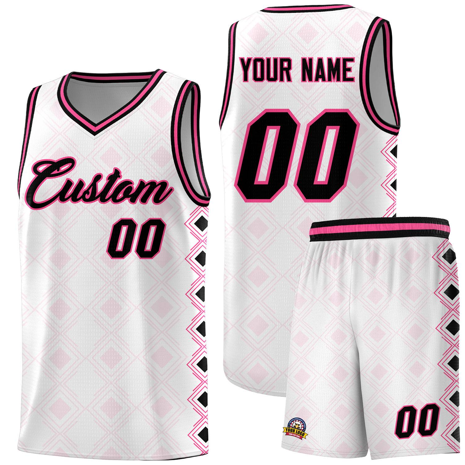 Custom White Side Blocks Sports Uniform Basketball Jersey