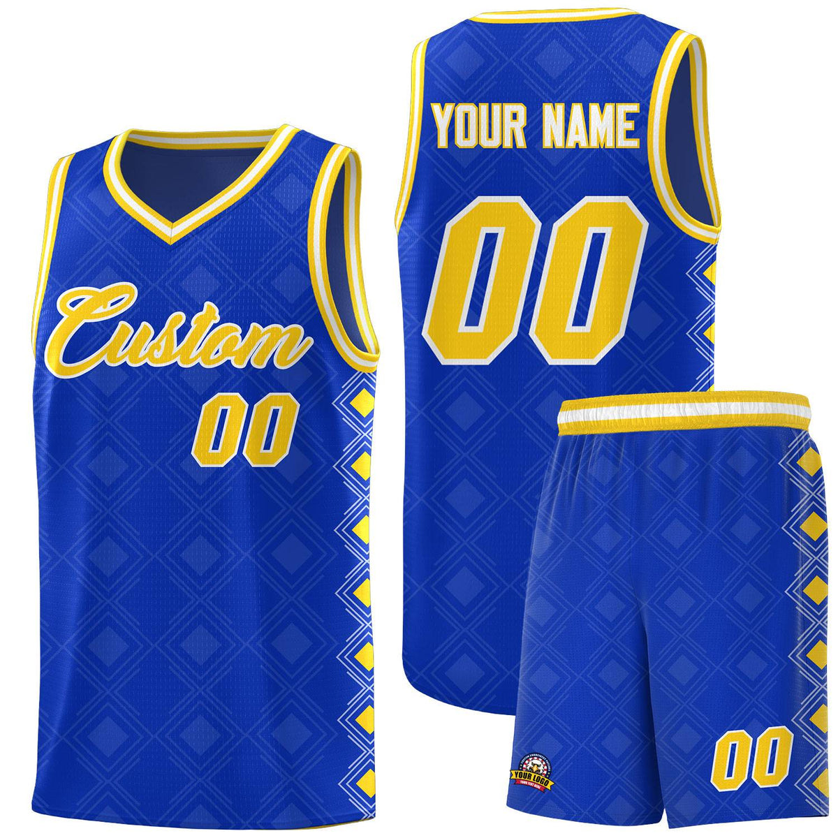 Custom Royal Side Blocks Sports Uniform Basketball Jersey