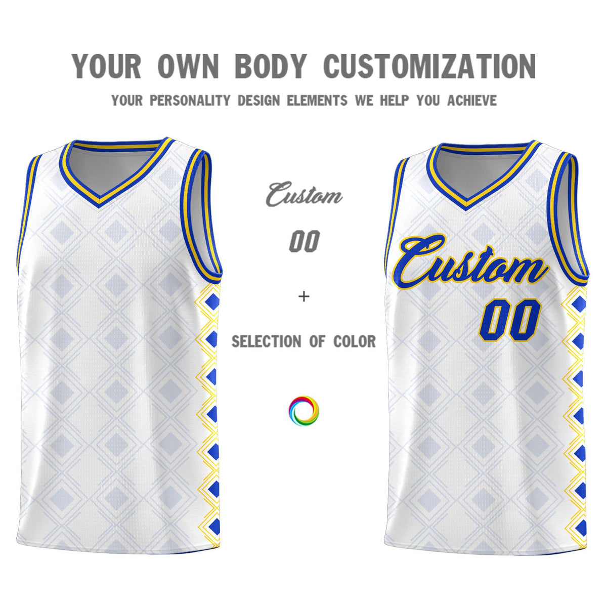 Custom White Side Blocks Sports Uniform Basketball Jersey