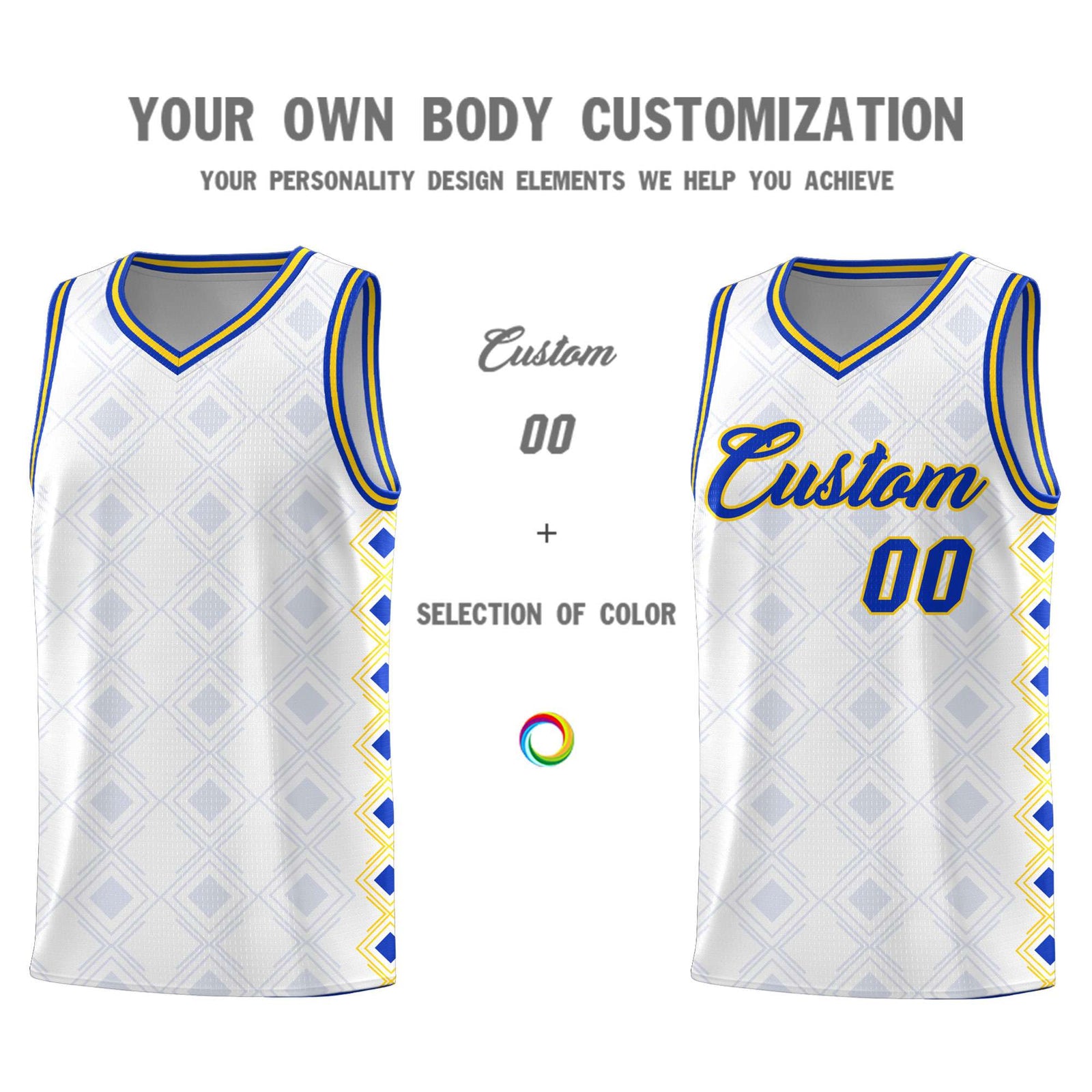 Custom White Side Blocks Sports Uniform Basketball Jersey