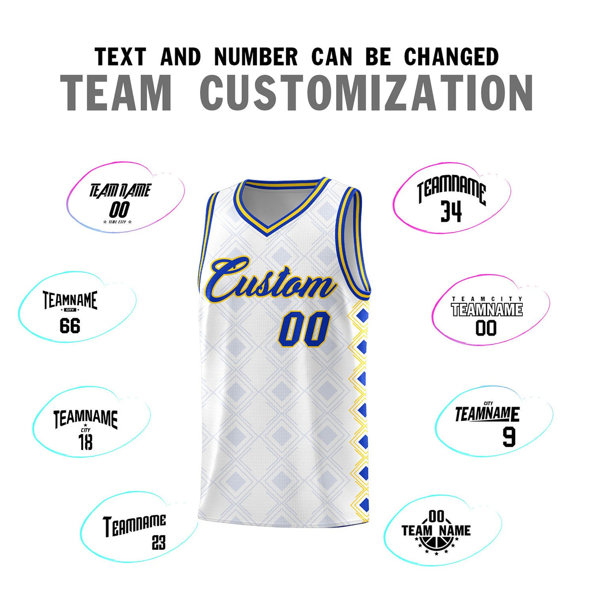 Custom White Side Blocks Sports Uniform Basketball Jersey