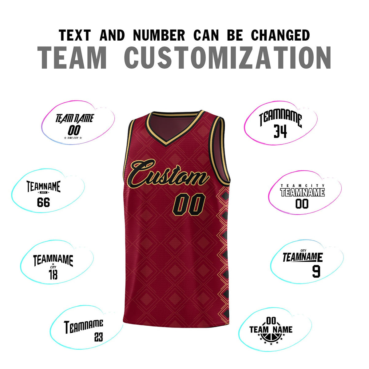 Custom Crimson Side Blocks Sports Uniform Basketball Jersey