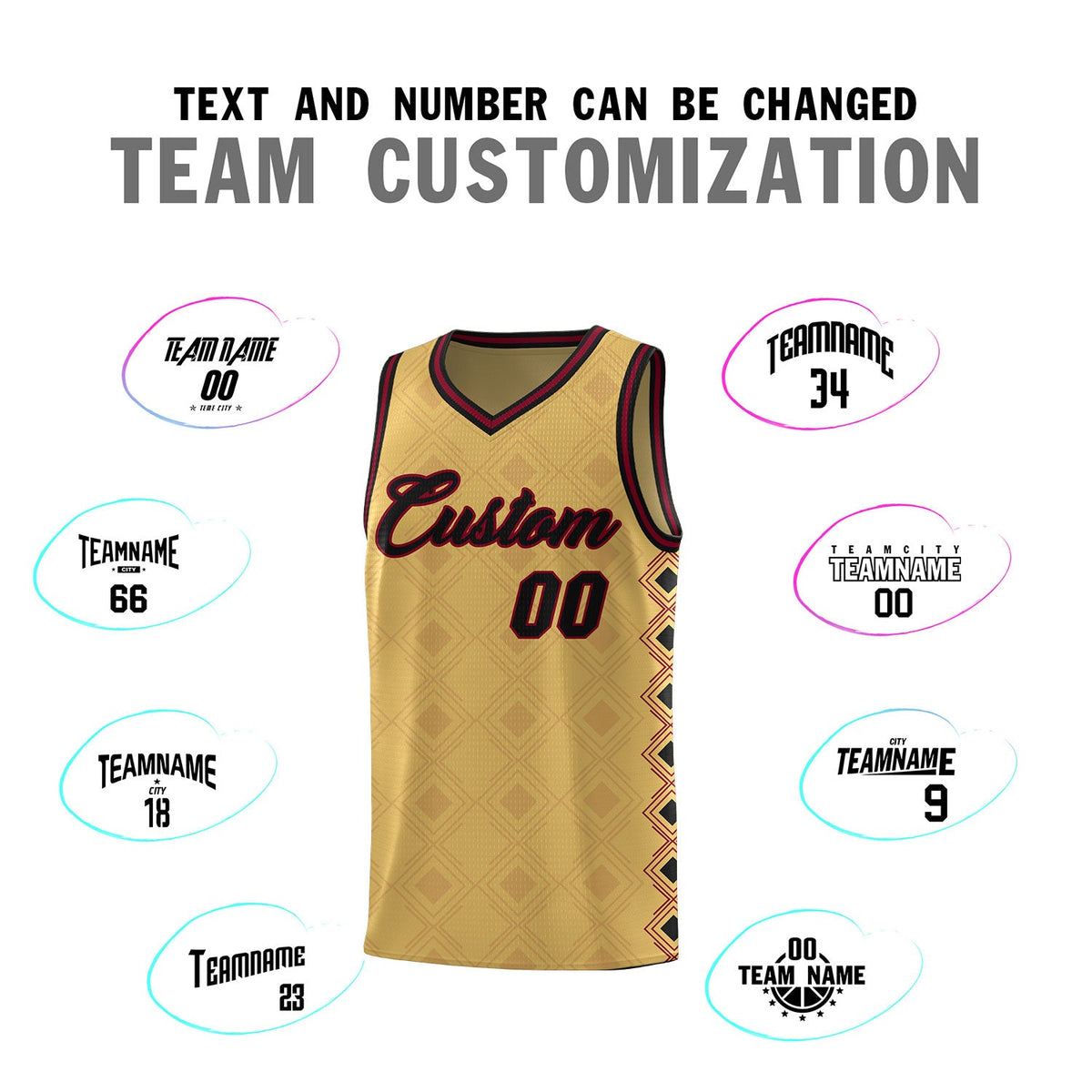 Custom Old Gold Side Blocks Sports Uniform Basketball Jersey