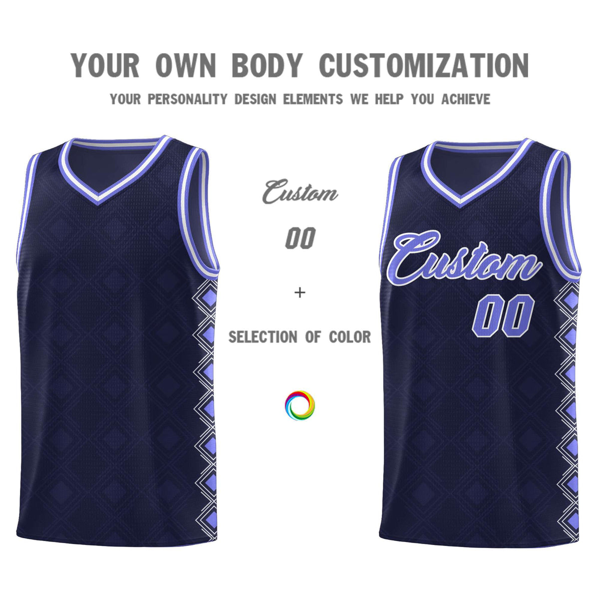 Custom Navy Side Blocks Sports Uniform Basketball Jersey