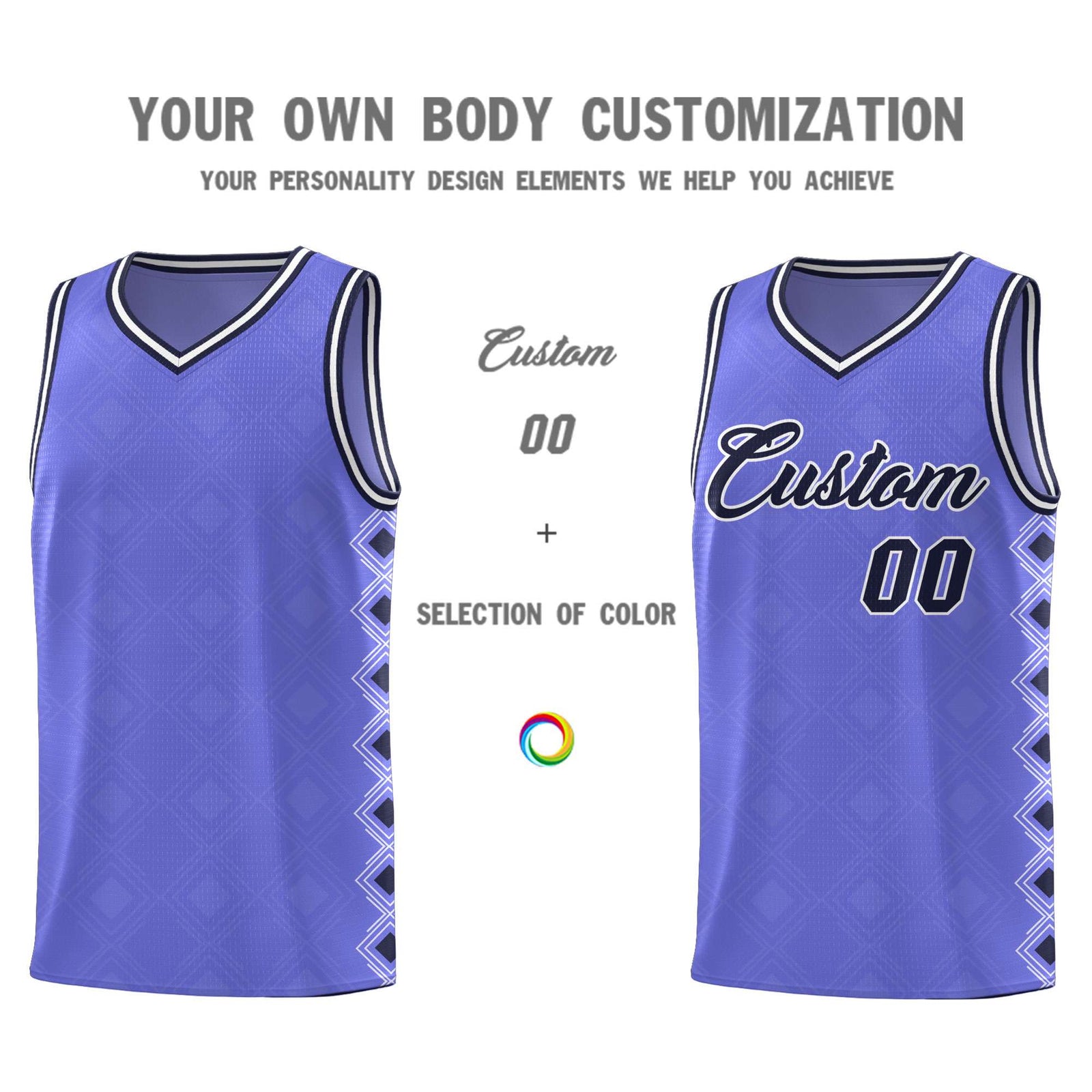 Custom Purple Side Blocks Sports Uniform Basketball Jersey