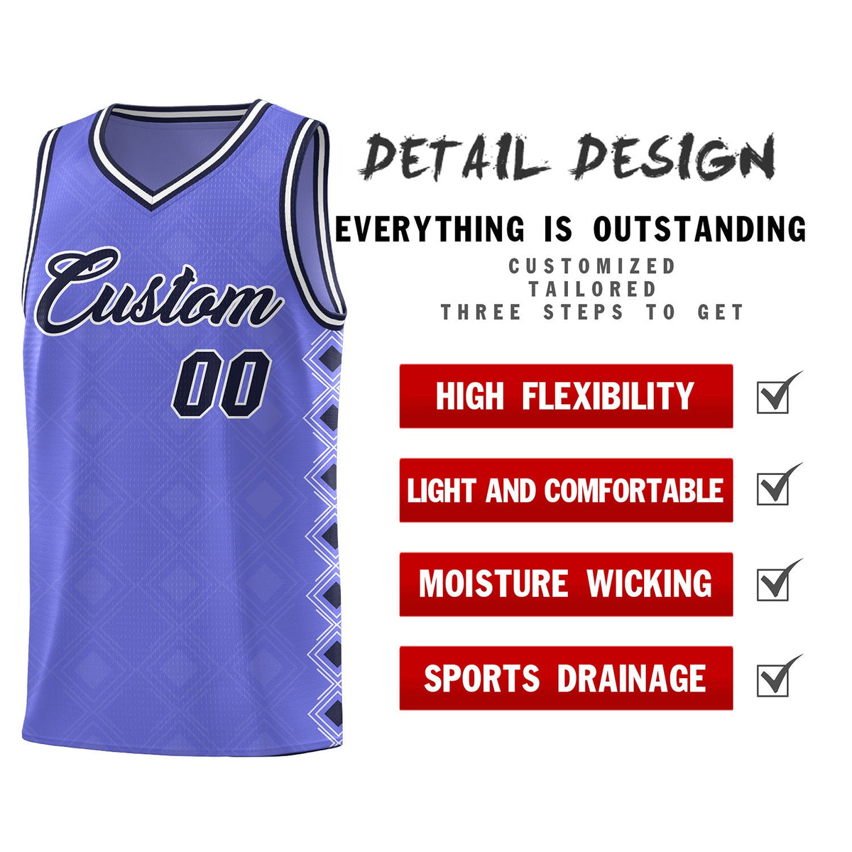 Custom Purple Side Blocks Sports Uniform Basketball Jersey