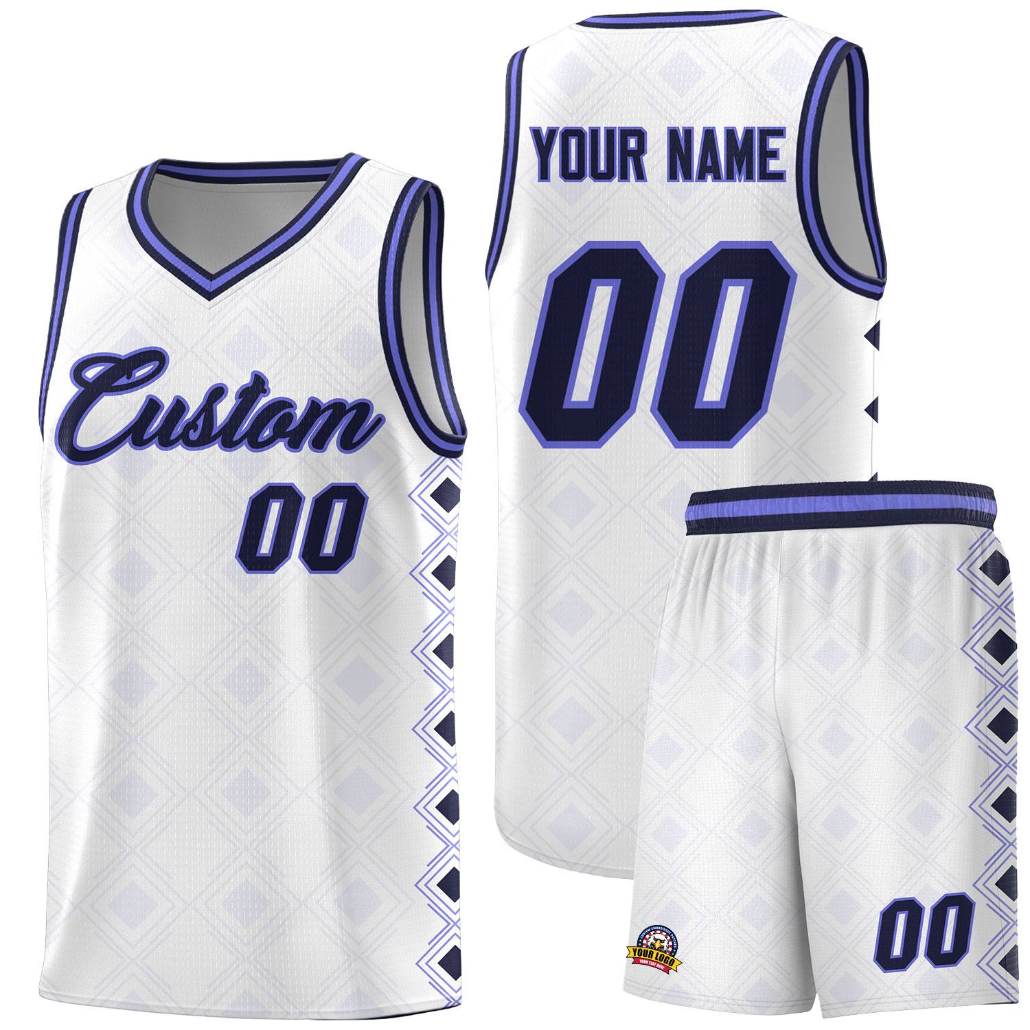 Custom White Side Blocks Sports Uniform Basketball Jersey