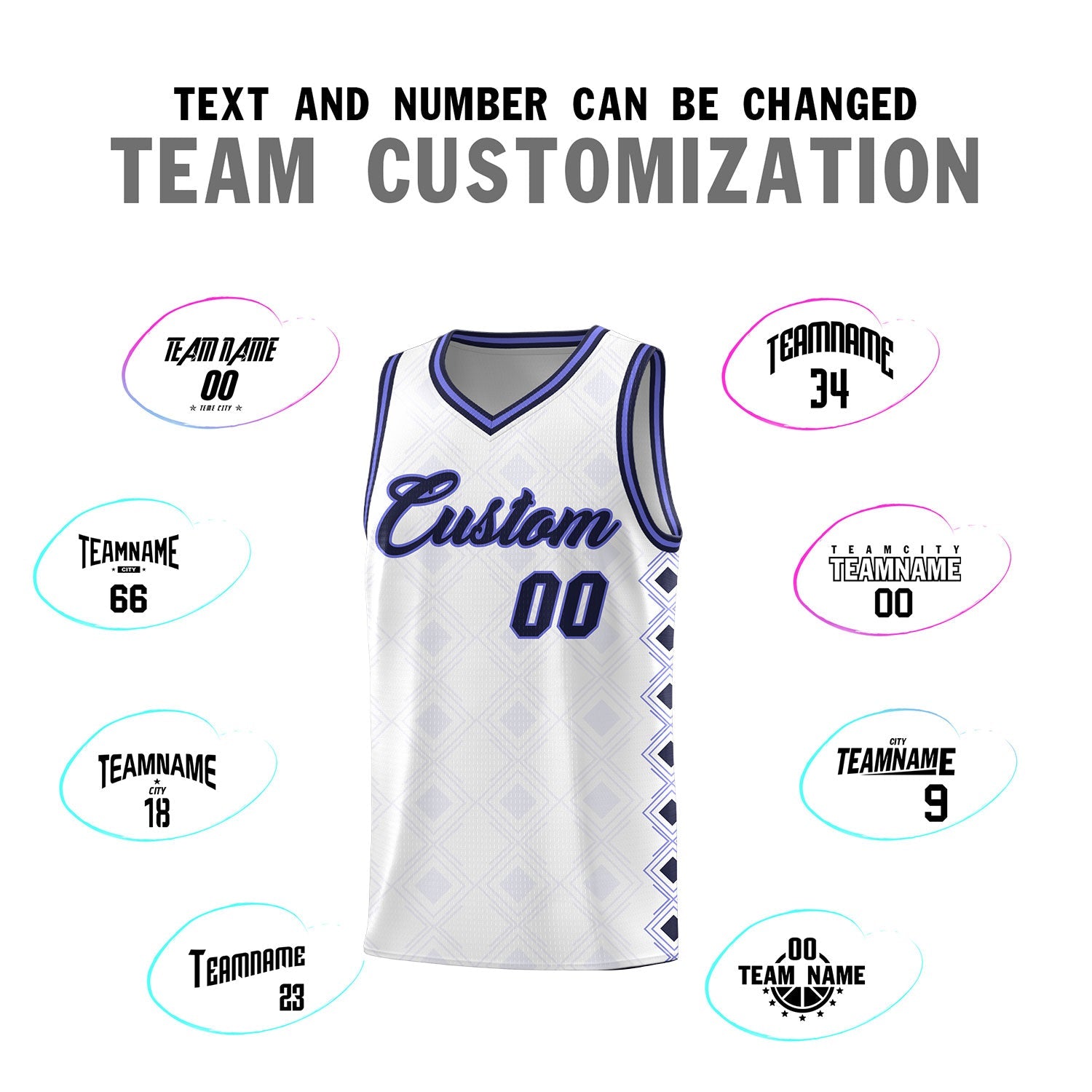 Custom White Side Blocks Sports Uniform Basketball Jersey