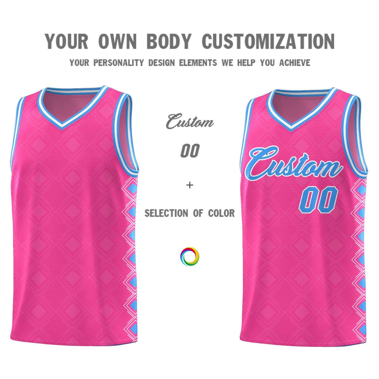 Custom Pink Side Blocks Sports Uniform Basketball Jersey