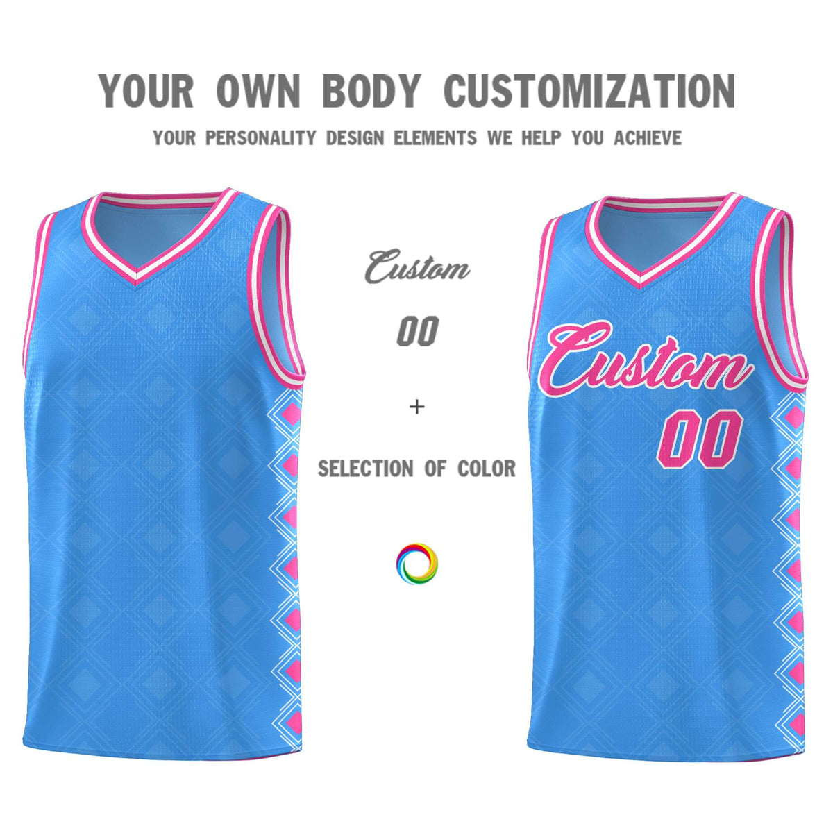 Custom Light Blue Side Blocks Sports Uniform Basketball Jersey