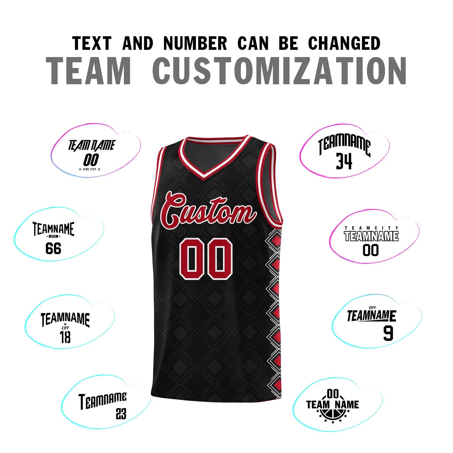 Custom Black Side Blocks Sports Uniform Basketball Jersey