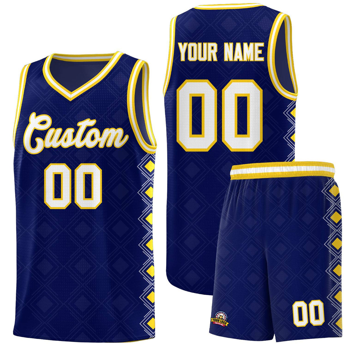 Custom Navy Side Blocks Sports Uniform Basketball Jersey