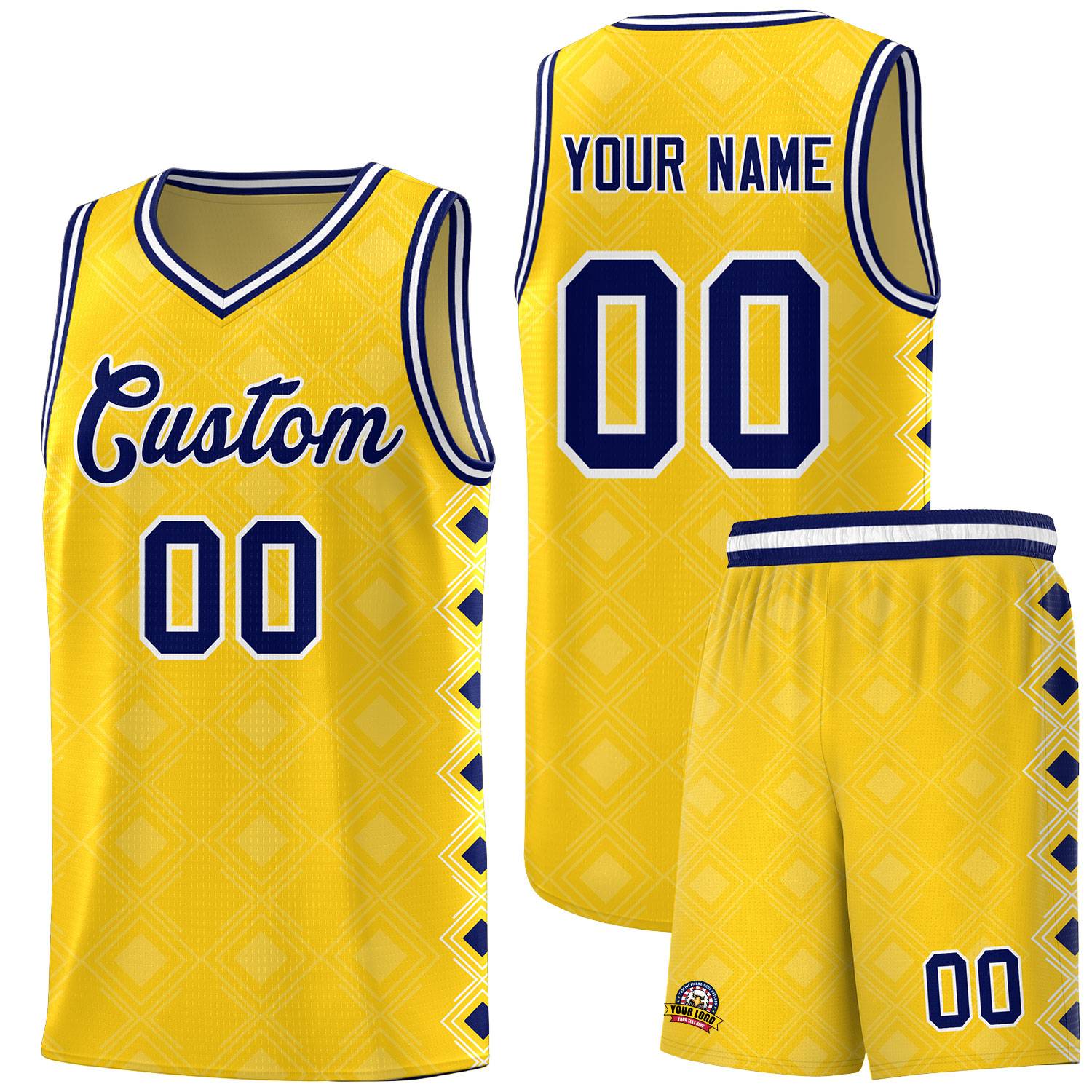 Custom Gold Side Blocks Sports Uniform Basketball Jersey