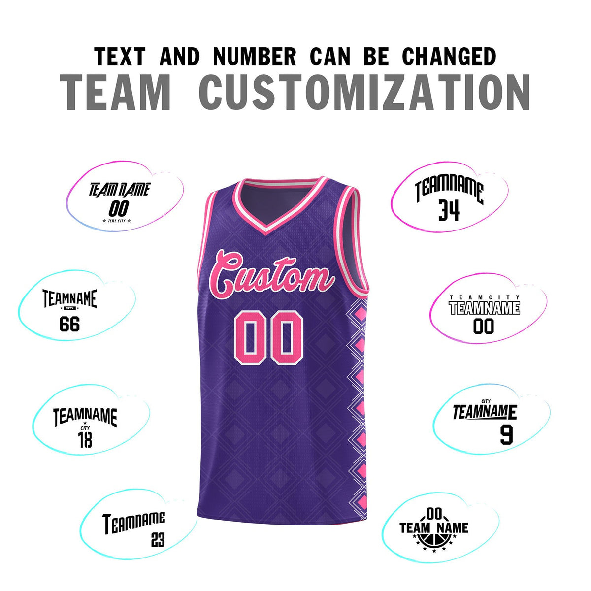 Custom Purple Side Blocks Sports Uniform Basketball Jersey