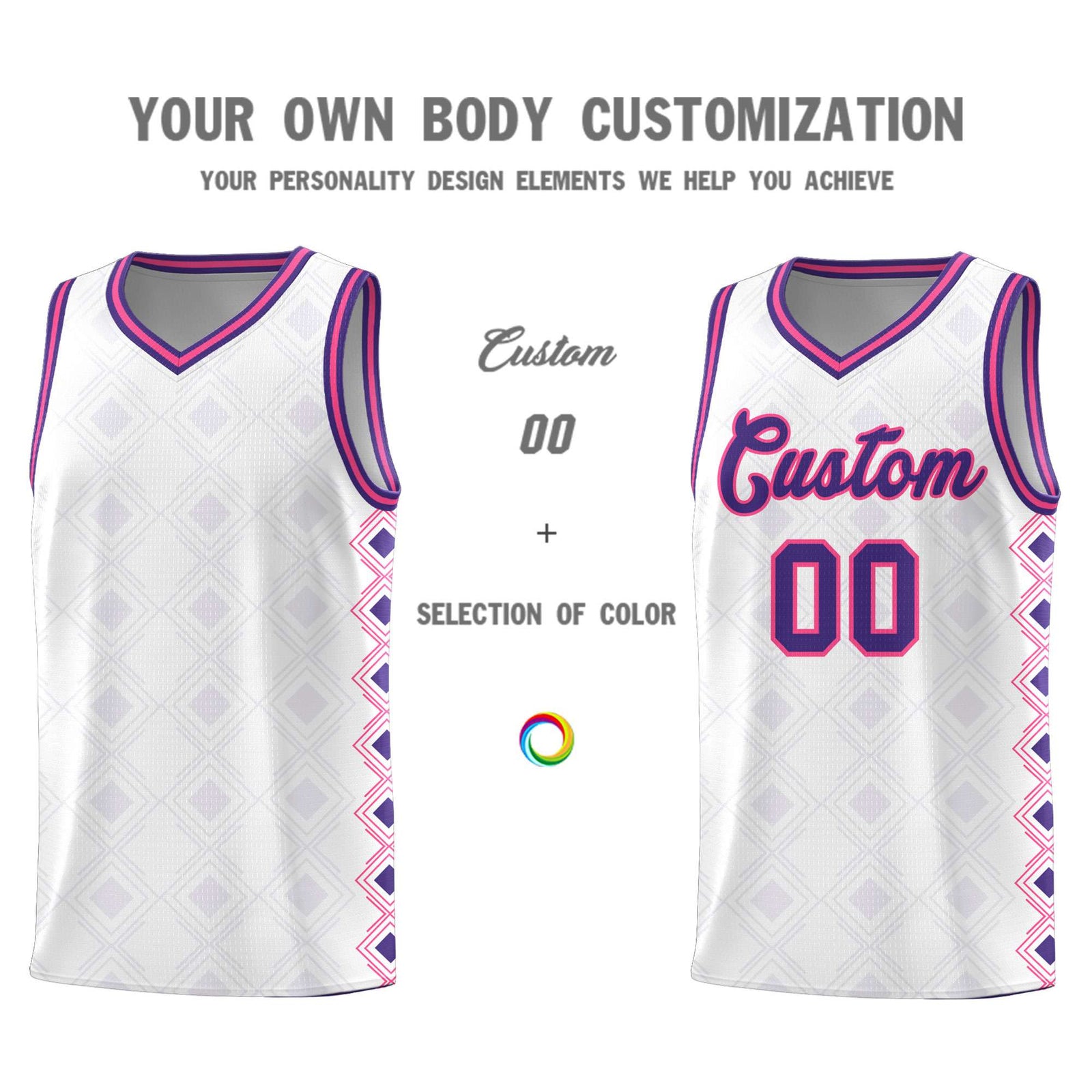 Custom White Side Blocks Sports Uniform Basketball Jersey