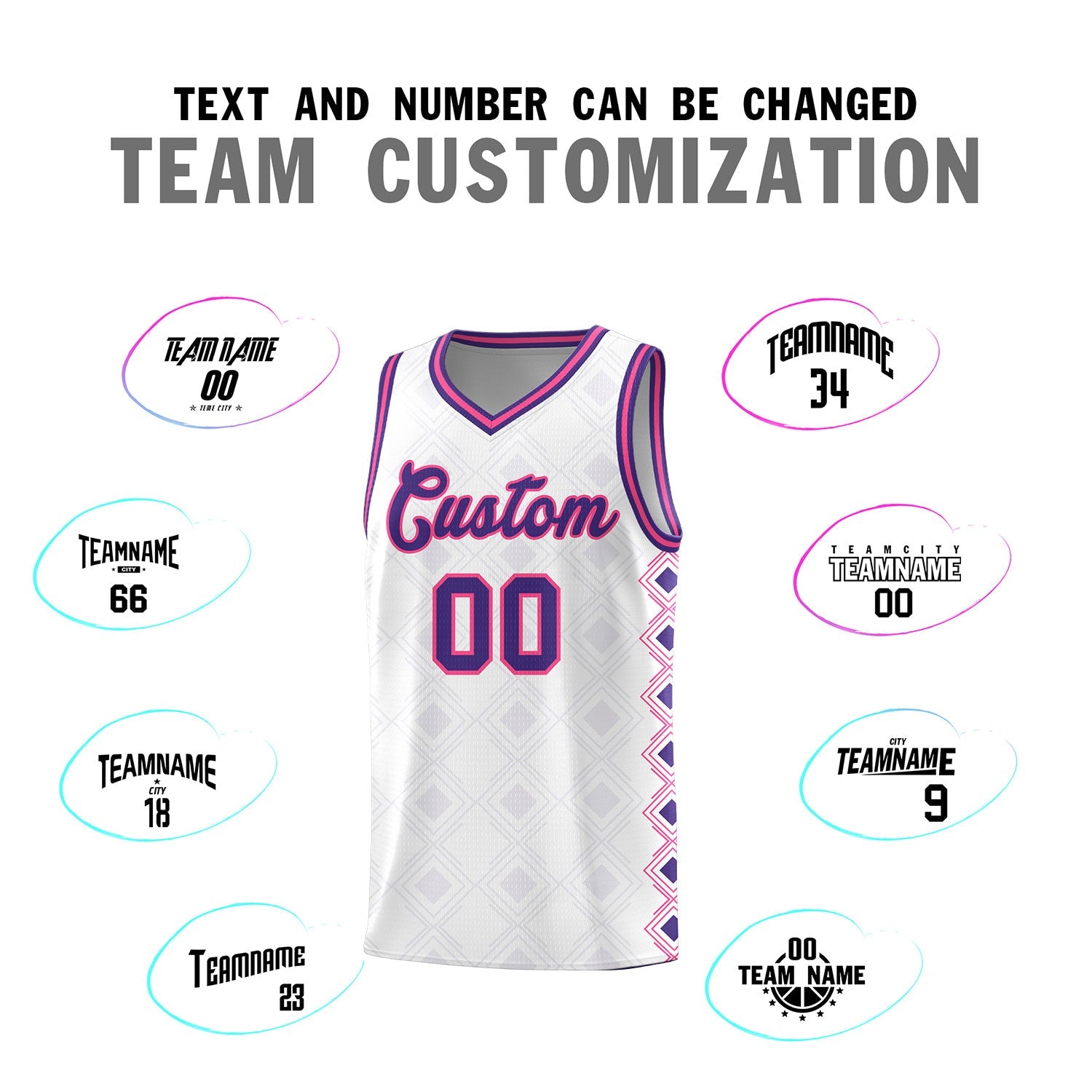 Custom White Side Blocks Sports Uniform Basketball Jersey