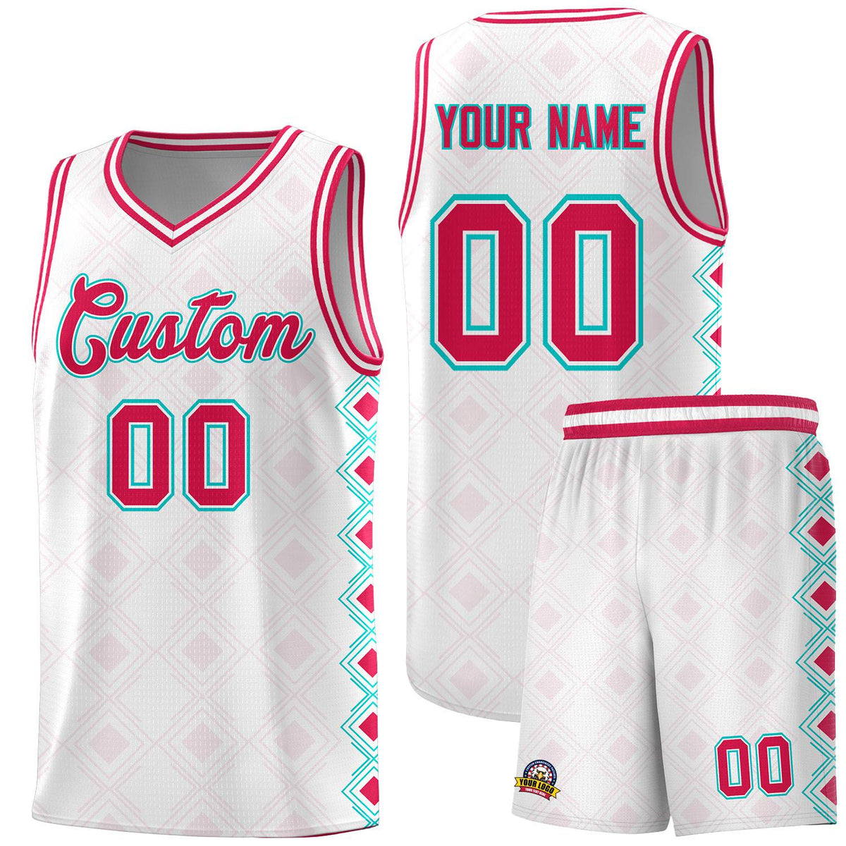 Custom White Side Blocks Sports Uniform Basketball Jersey