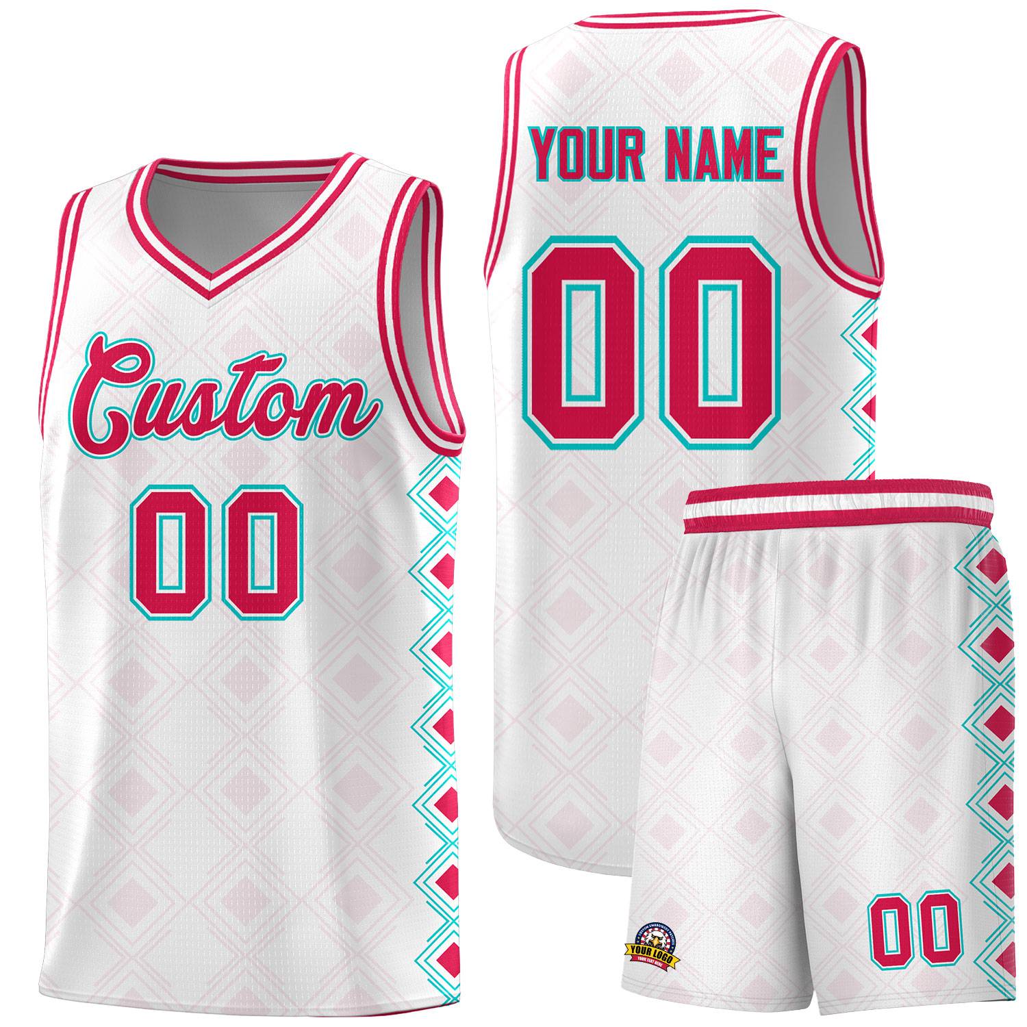 Custom White Side Blocks Sports Uniform Basketball Jersey