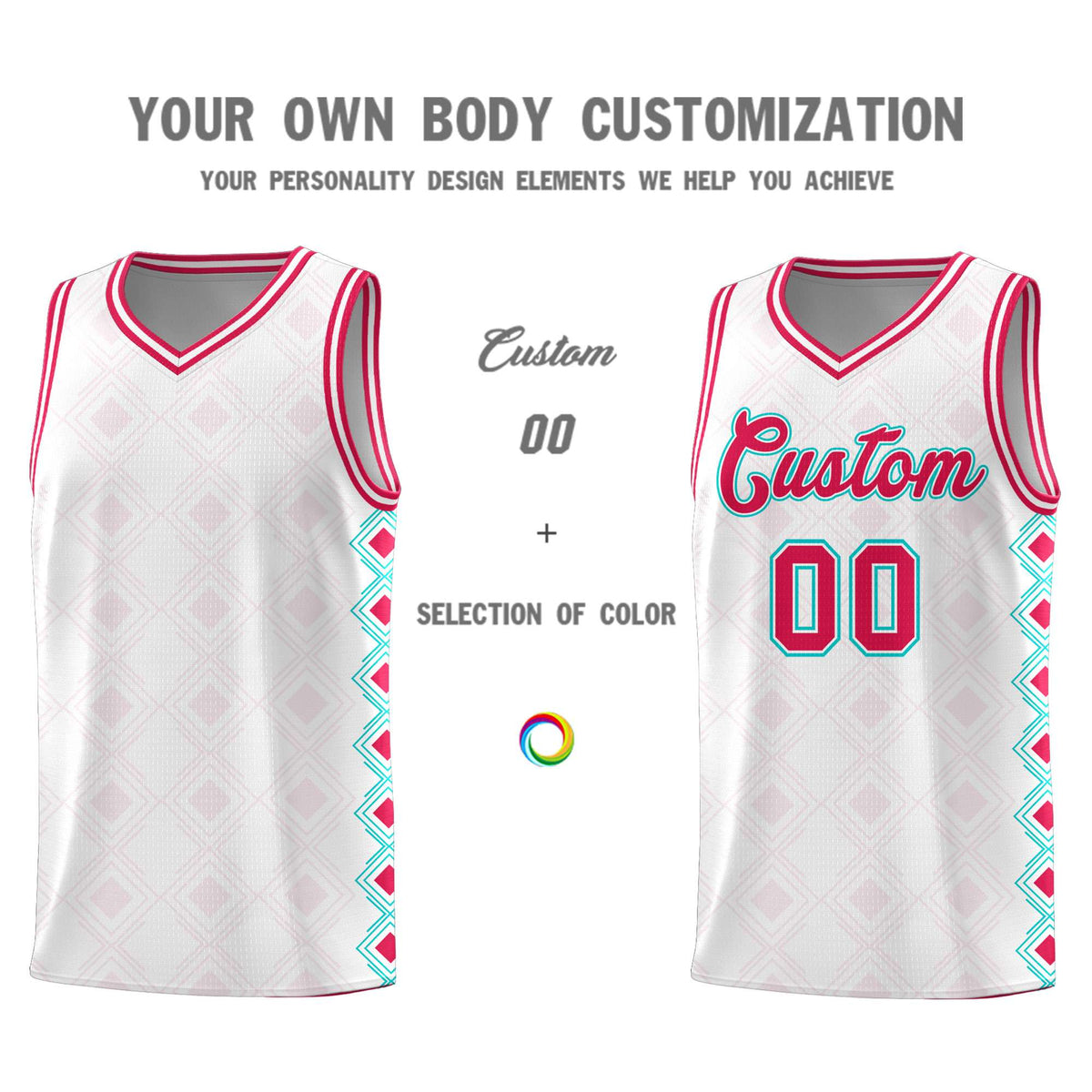 Custom White Side Blocks Sports Uniform Basketball Jersey