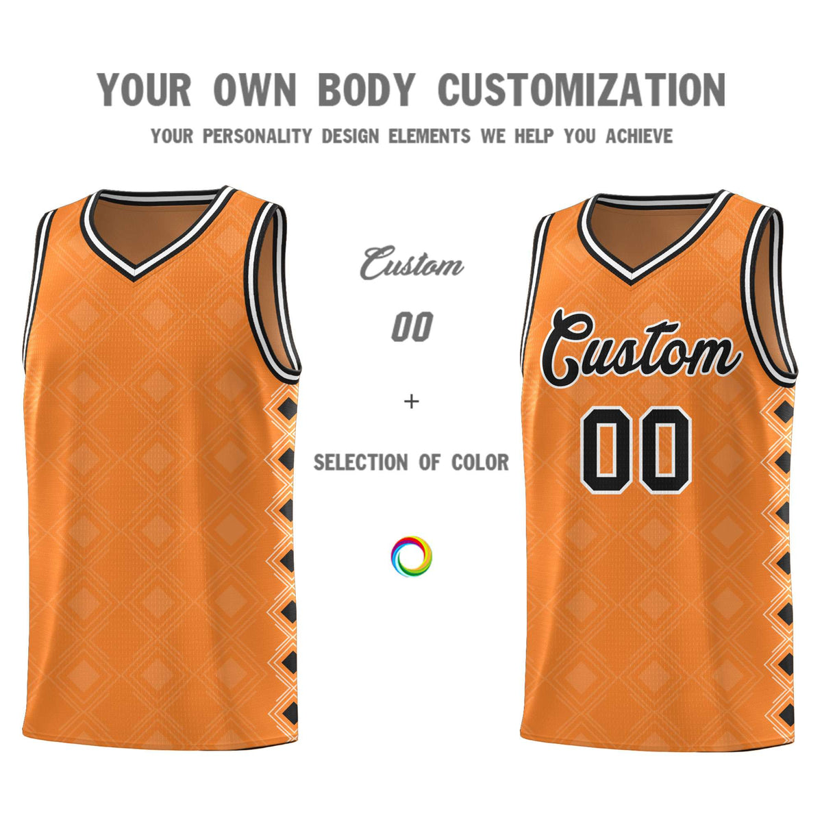 Custom Gold Orange Side Blocks Sports Uniform Basketball Jersey