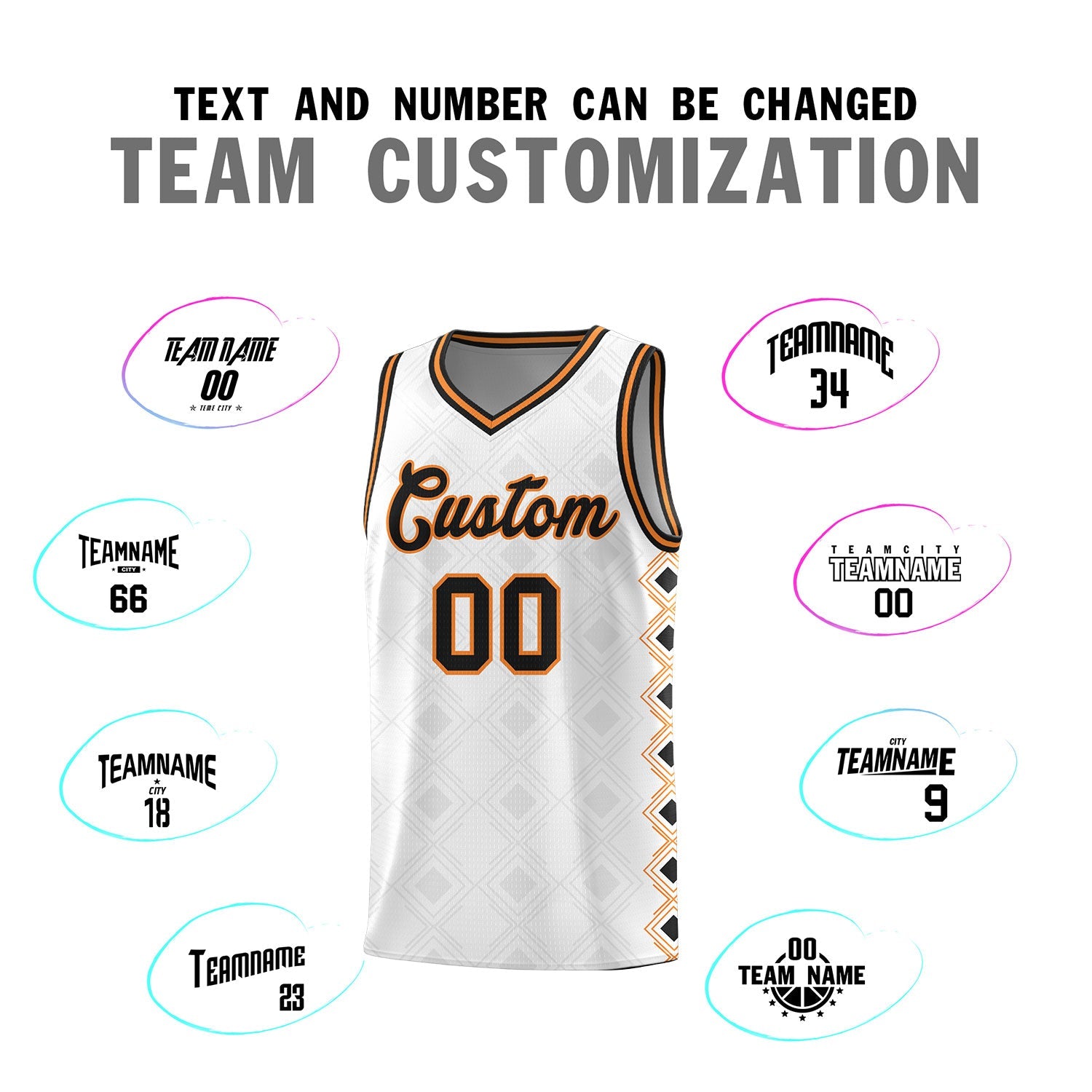 Custom White Side Blocks Sports Uniform Basketball Jersey