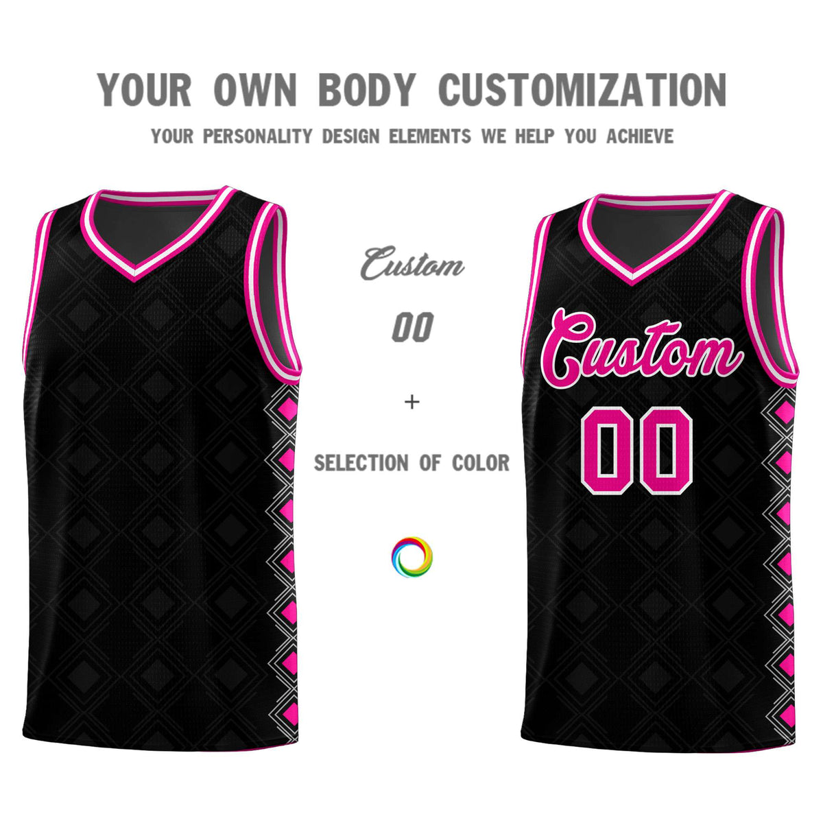 Custom Black Side Blocks Sports Uniform Basketball Jersey
