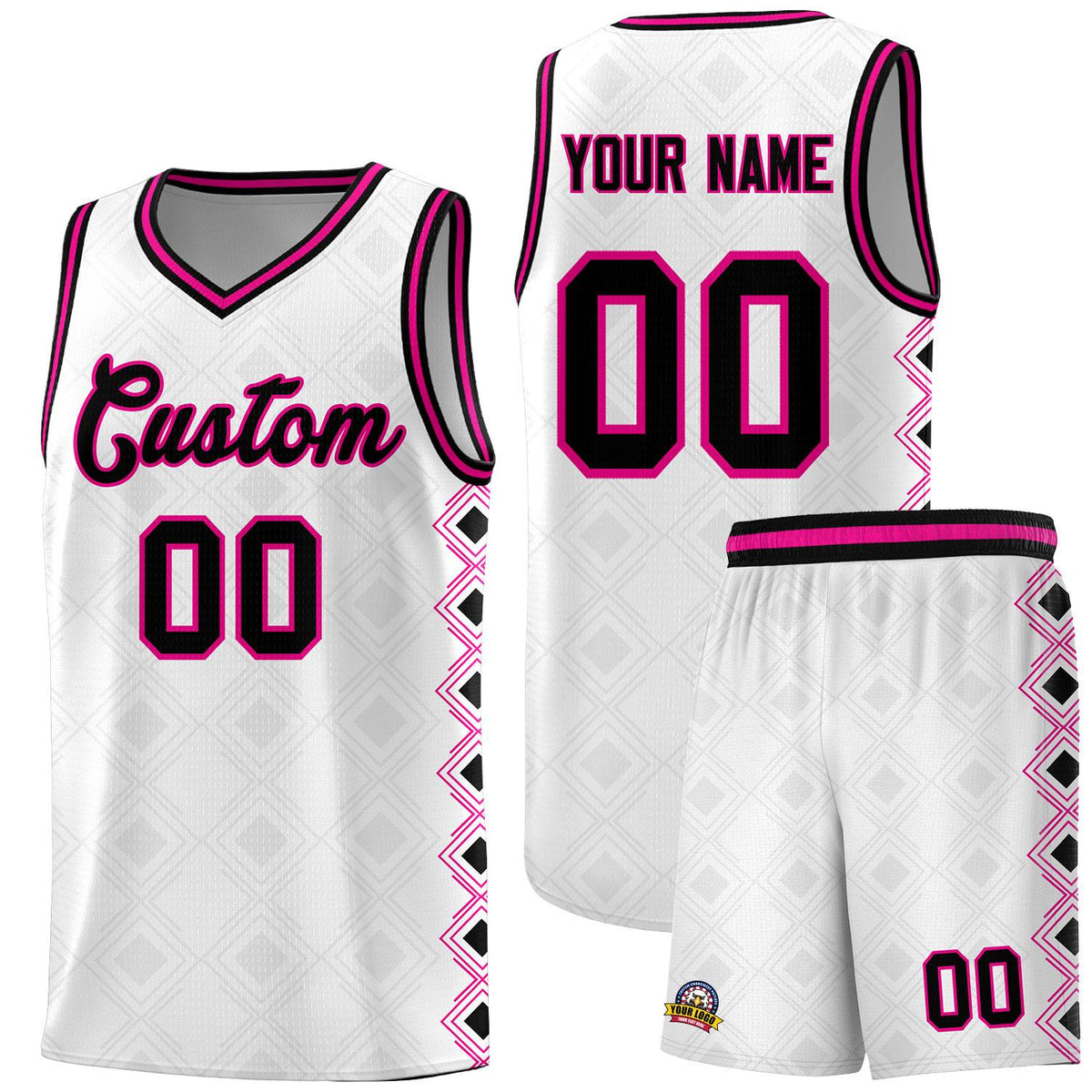 Custom White Side Blocks Sports Uniform Basketball Jersey