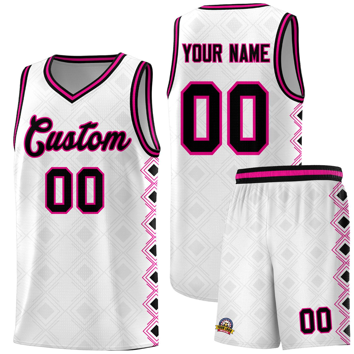 Custom White Side Blocks Sports Uniform Basketball Jersey