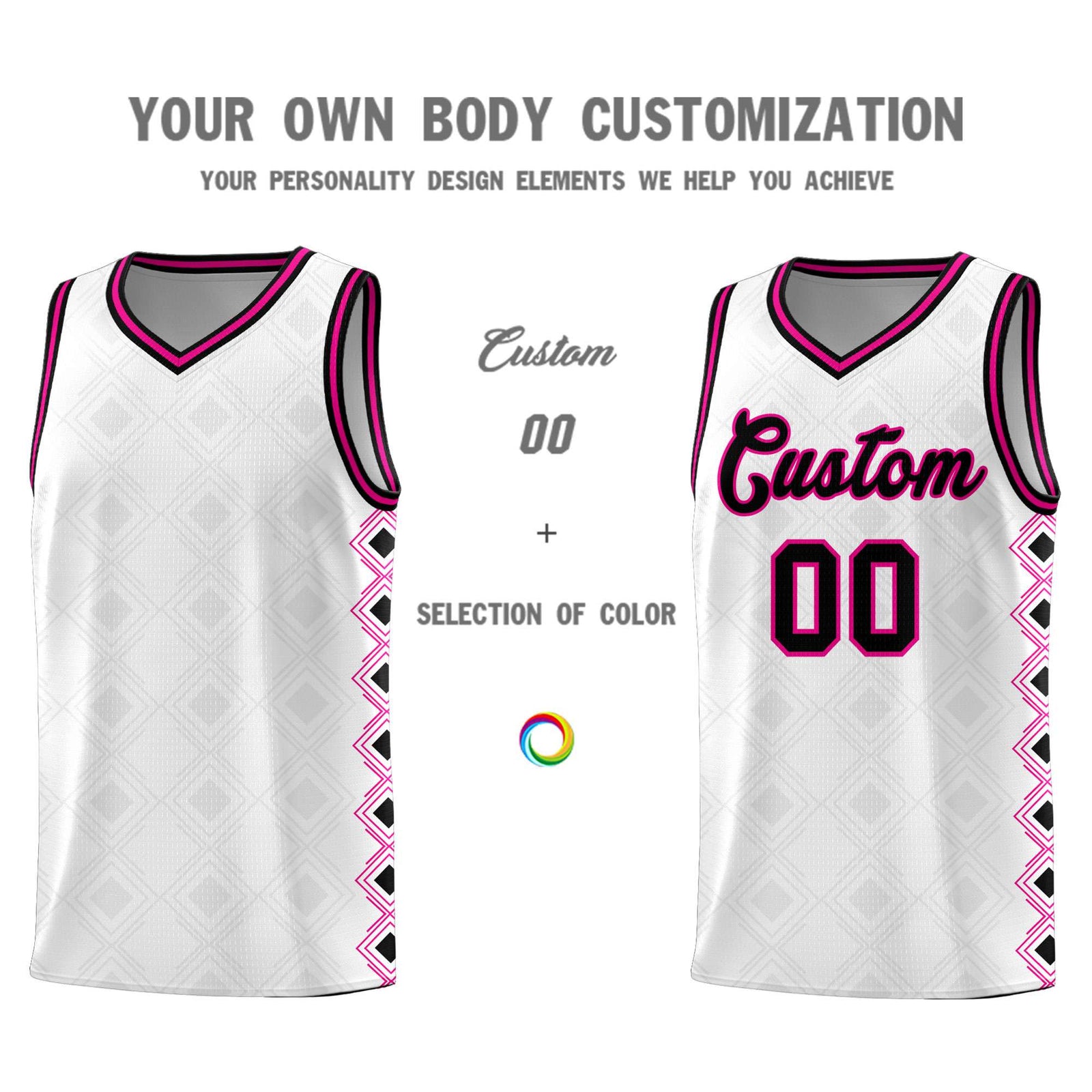Custom White Side Blocks Sports Uniform Basketball Jersey