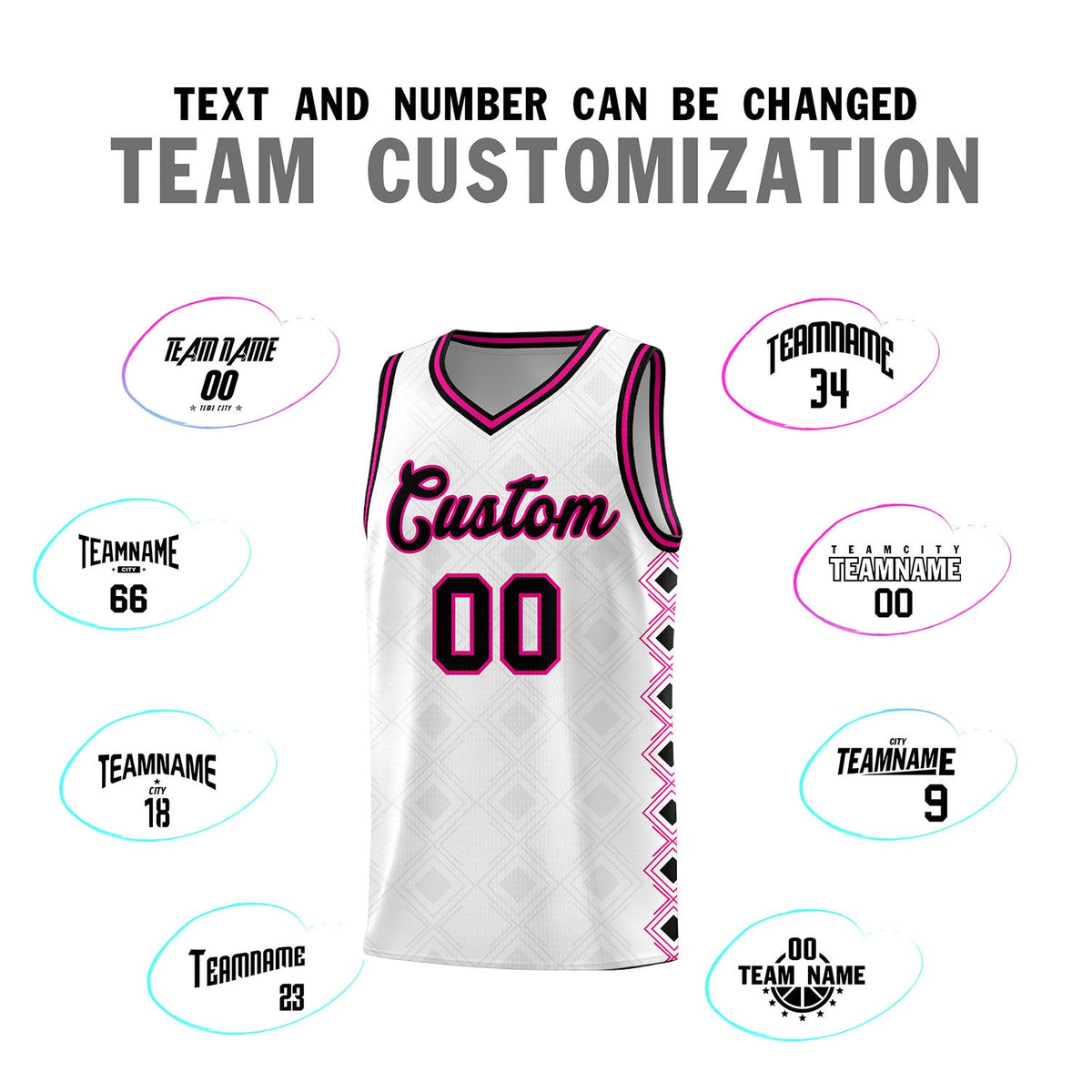 Custom White Side Blocks Sports Uniform Basketball Jersey
