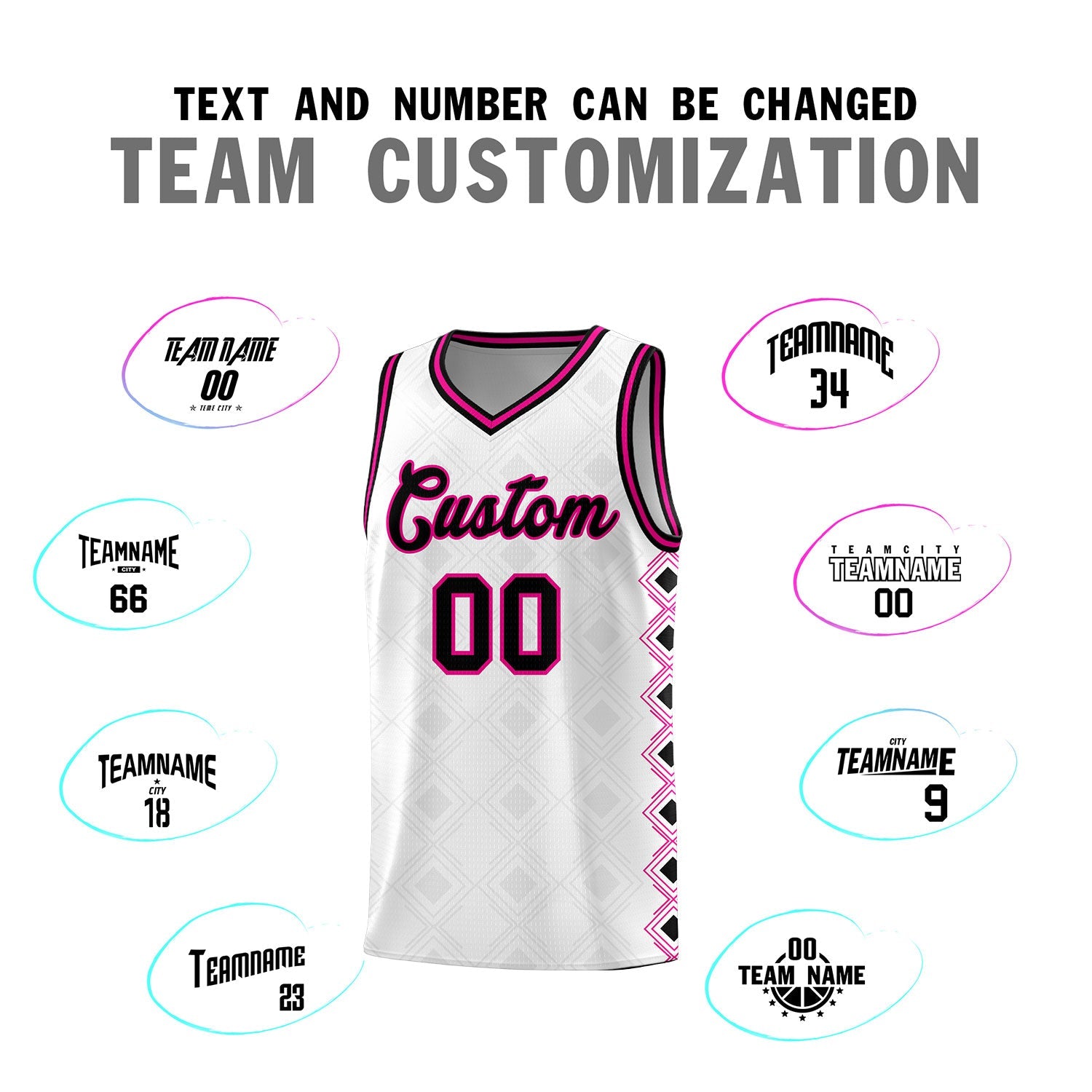 Custom White Side Blocks Sports Uniform Basketball Jersey