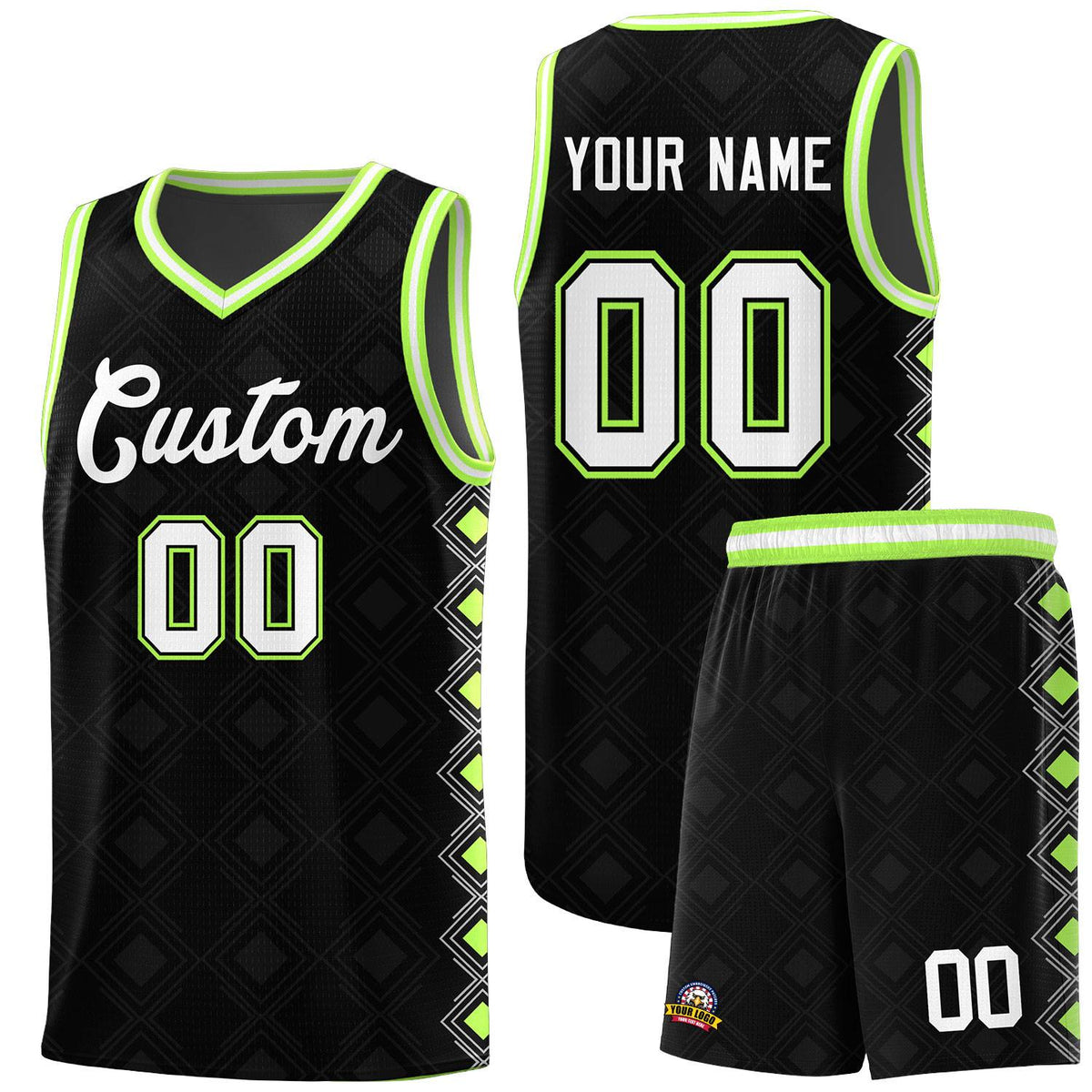 Custom Black Side Blocks Sports Uniform Basketball Jersey